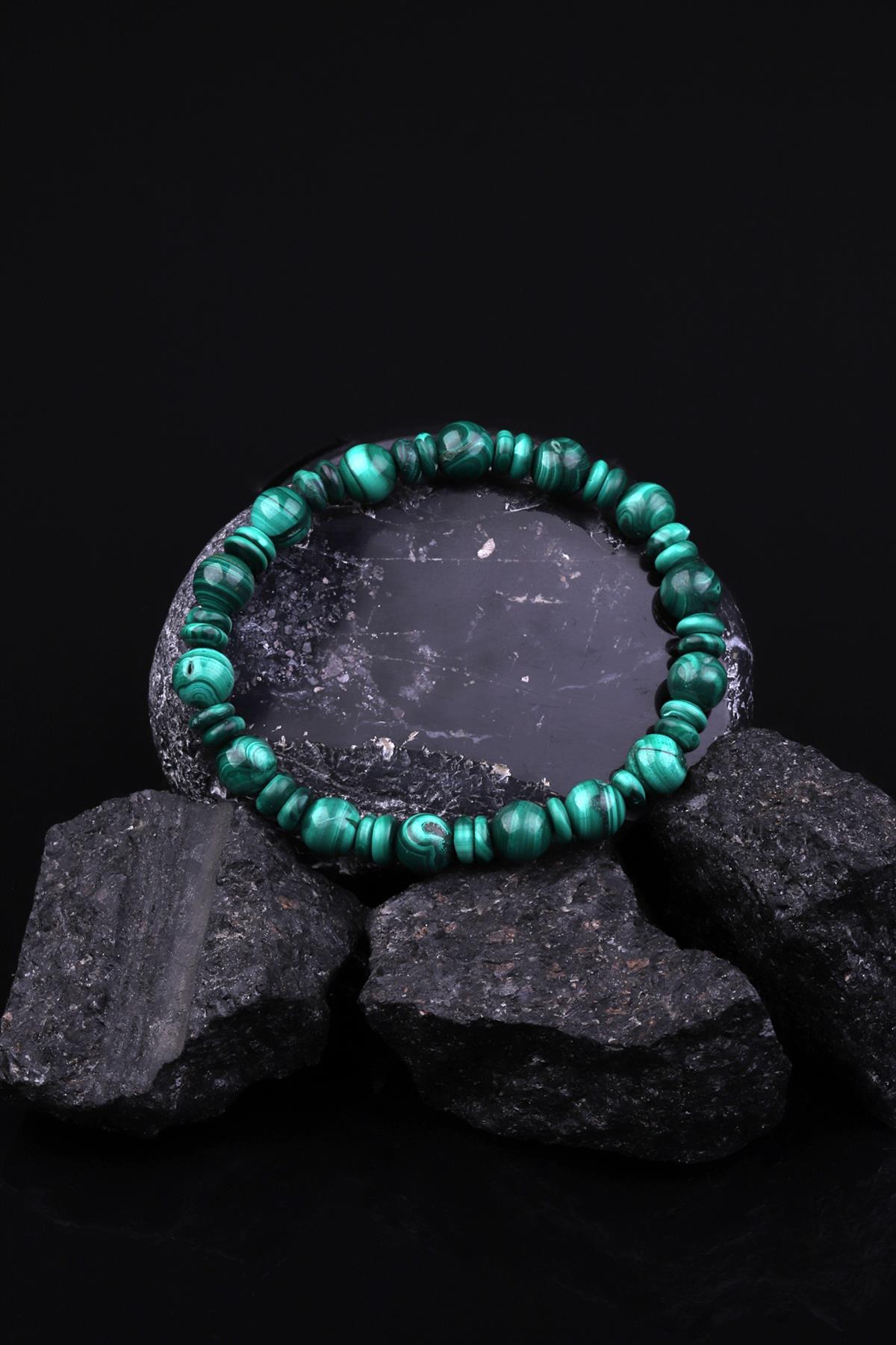 Malakit Doğal Taş Tasarım Bileklik 