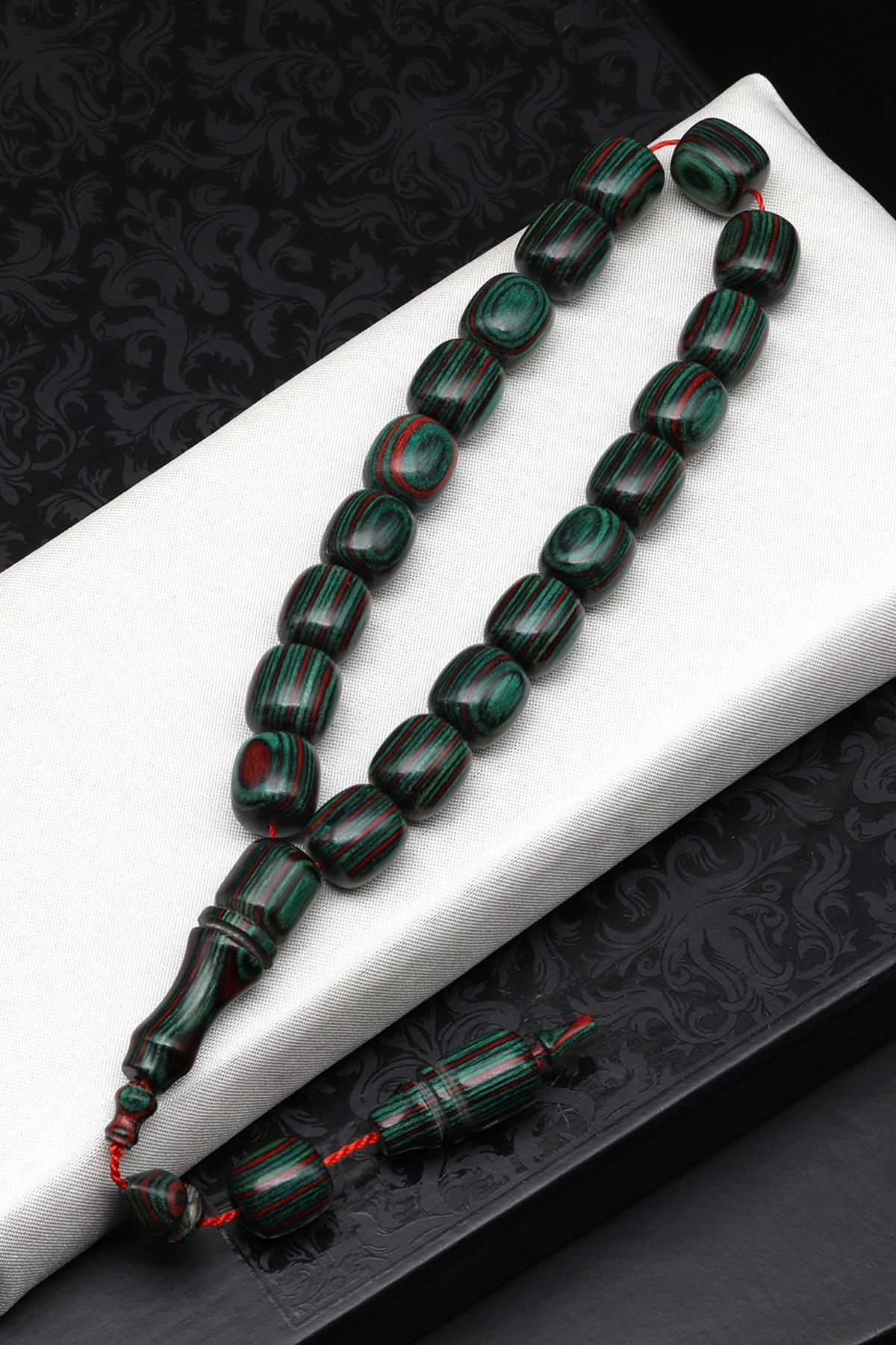 Maskot Efe Koyu Yeşil Kafur Ağacı Tesbih 7 x 8 mm Kapsül Kesim