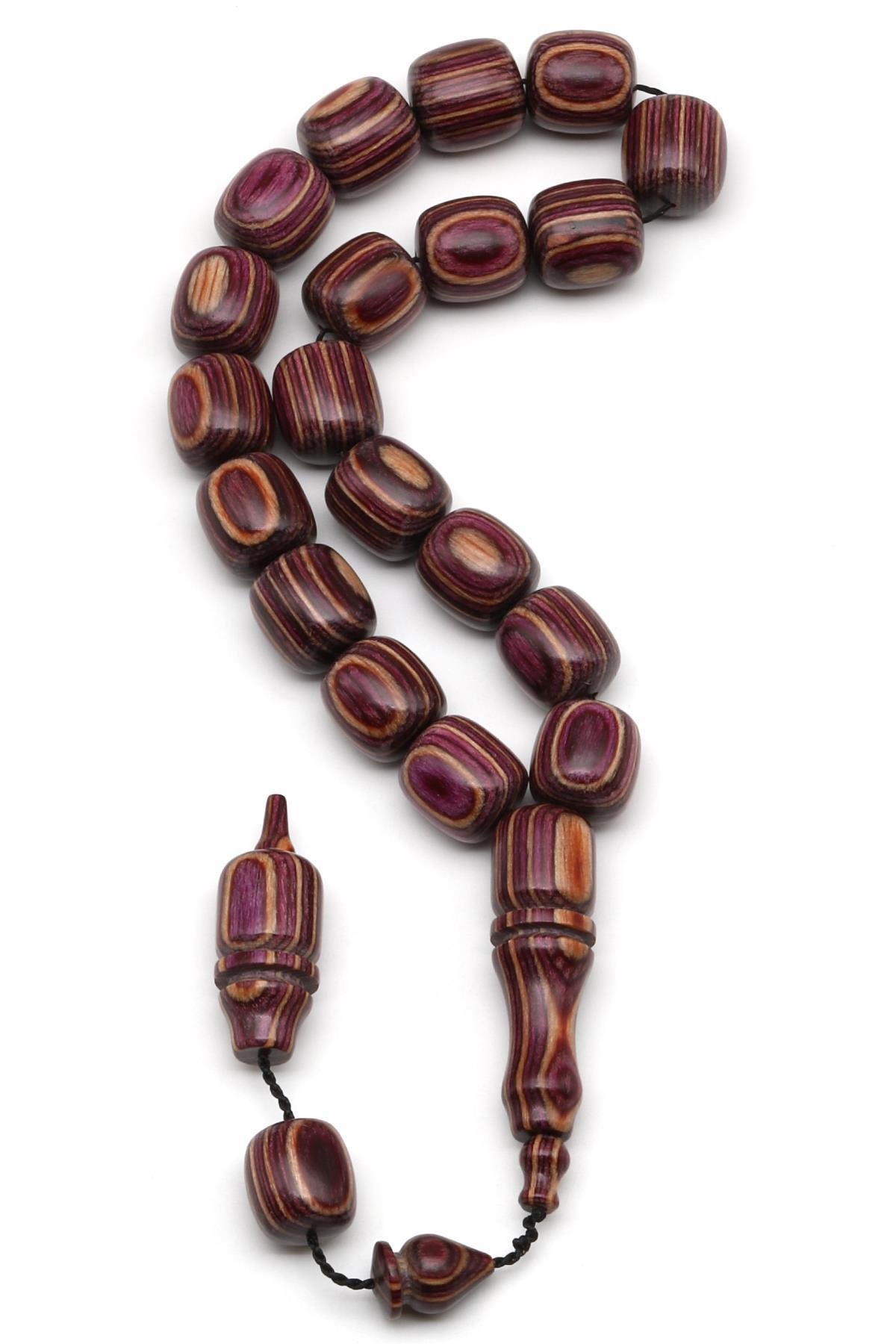 Maskot Efe Mor-Beyaz Kafur Ağacı Tesbih 11 x 12 mm Kapsül Kesim