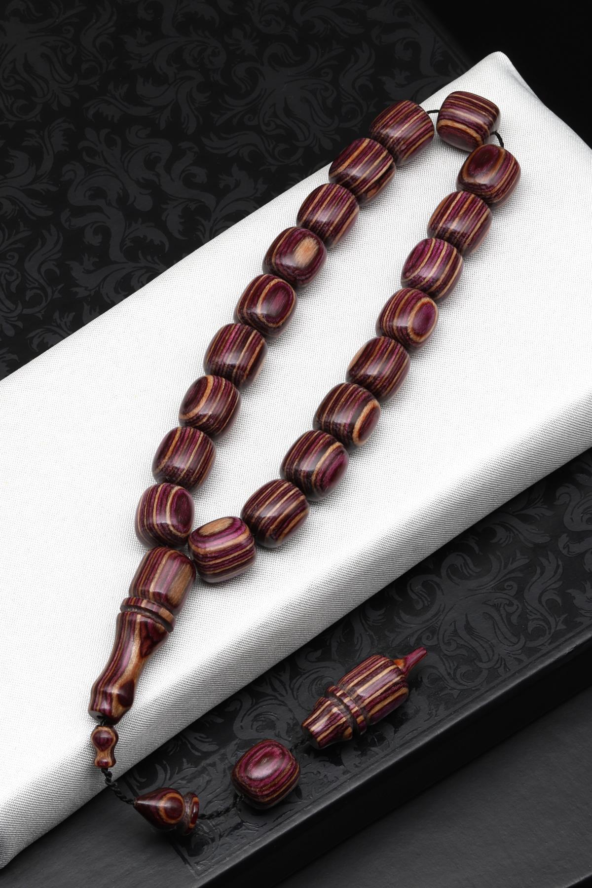 Maskot Efe Mor-Beyaz Kafur Ağacı Tesbih 11 x 12 mm Kapsül Kesim