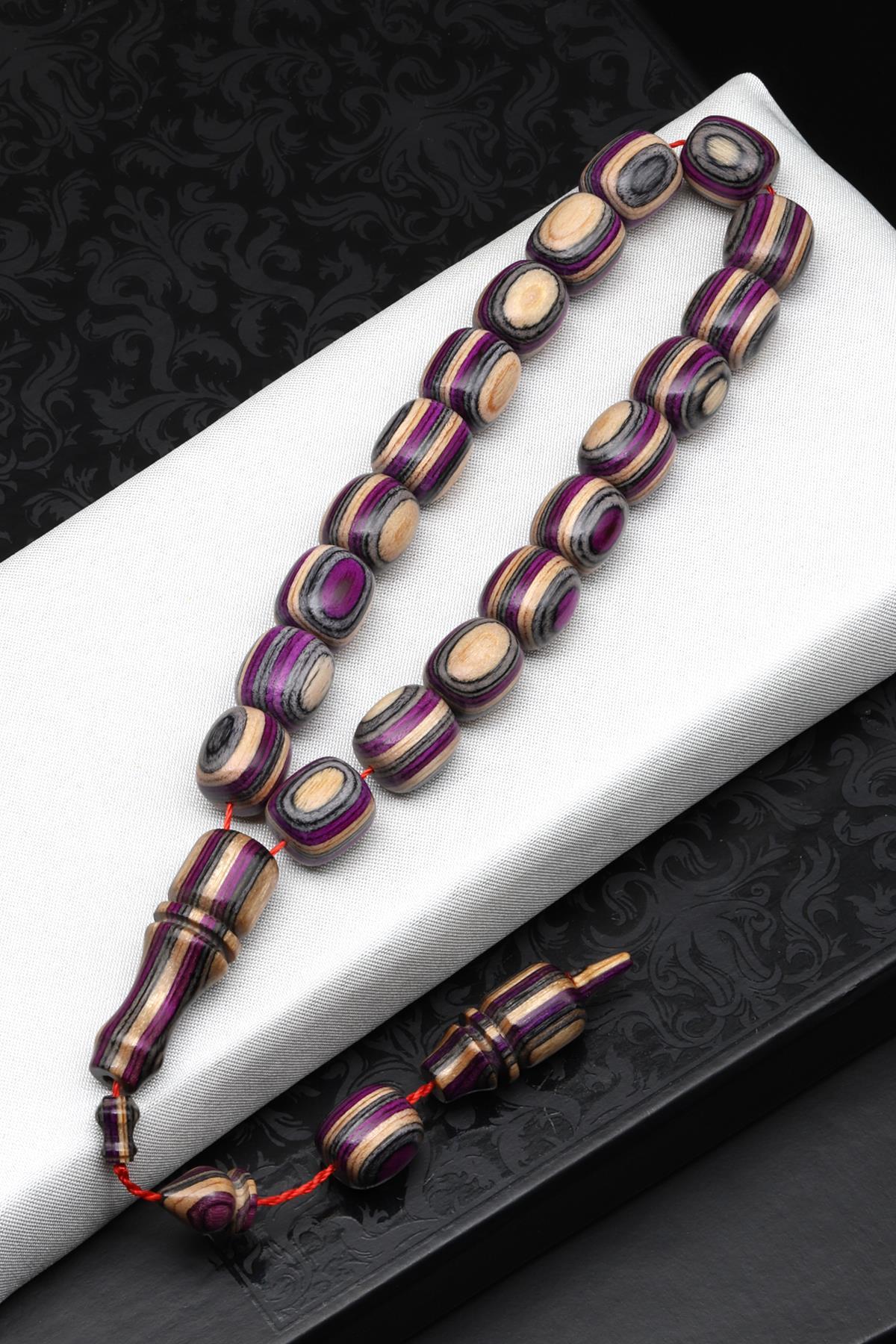 Maskot Efe Mor Kafur Ağacı Tesbih 8 x 9 mm Kapsül Kesim