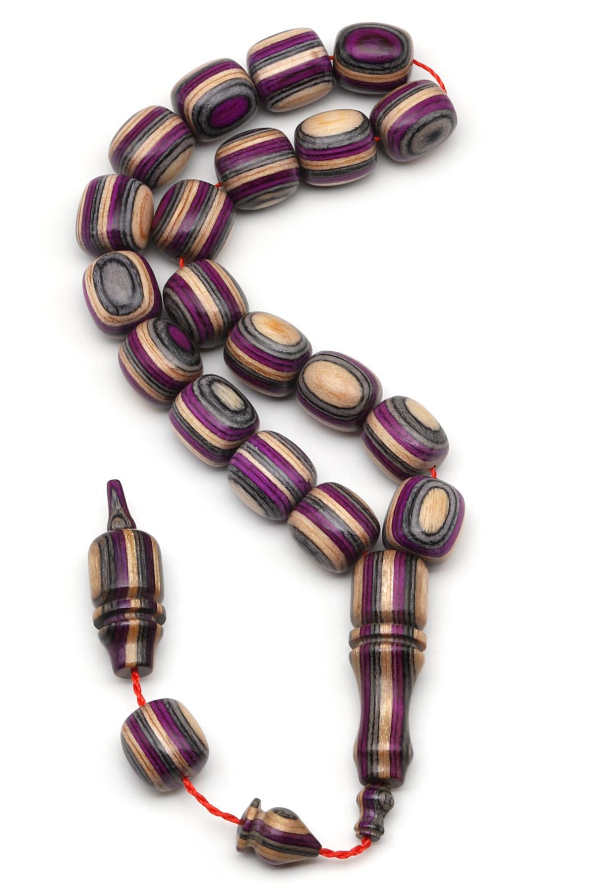 Maskot Efe Mor Kafur Ağacı Tesbih 8 x 9 mm Kapsül Kesim