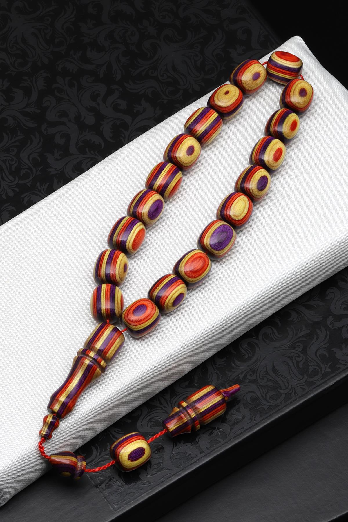 Maskot Efe Sarı-Turuncu Kafur Ağacı Tesbih 7 x 8 mm Kapsül Kesim