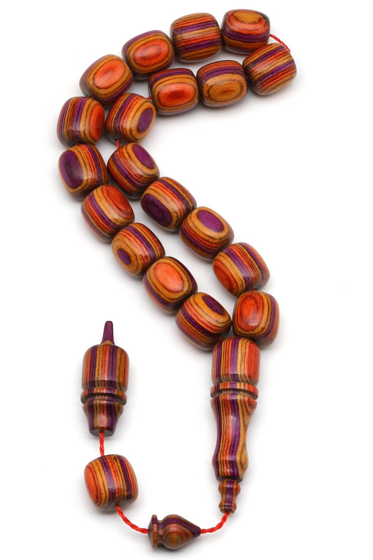 Maskot Efe Turuncu-Mor Kafur Ağacı Tesbih 11 x 12 mm Kapsül Kesim