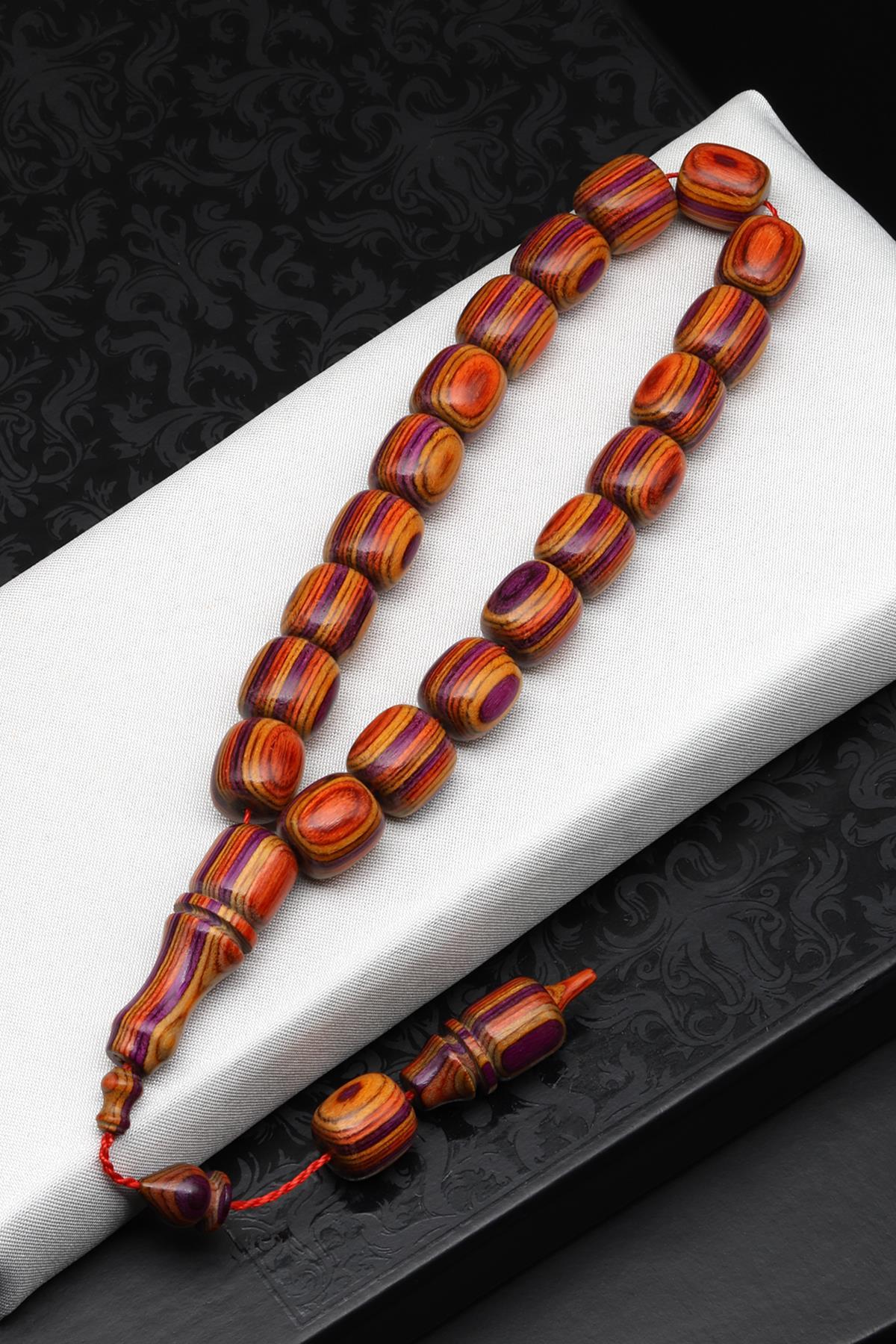 Maskot Efe Turuncu-Mor Kafur Ağacı Tesbih 11 x 12 mm Kapsül Kesim