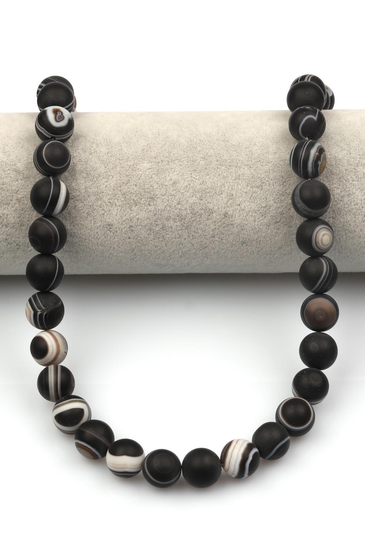 Mat Göz Akik Doğaltaş Dizi 12 mm Küre Kesim