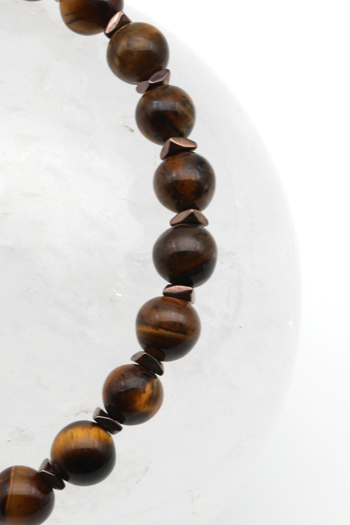 Mat Kaplan Gözü Doğal Taş Makrome Örme Bileklik