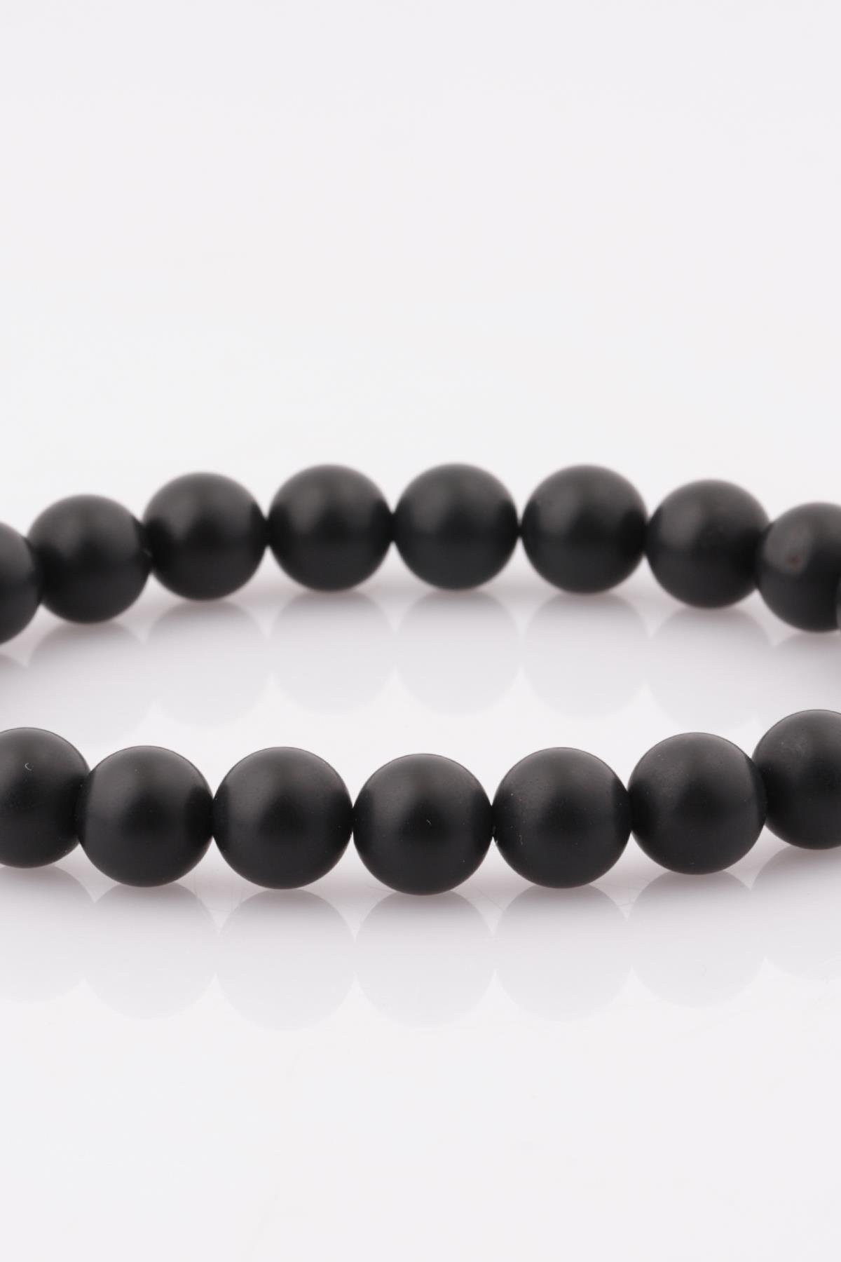 Mat Oniks Doğal Taş Bileklik 8 mm Küre Kesim