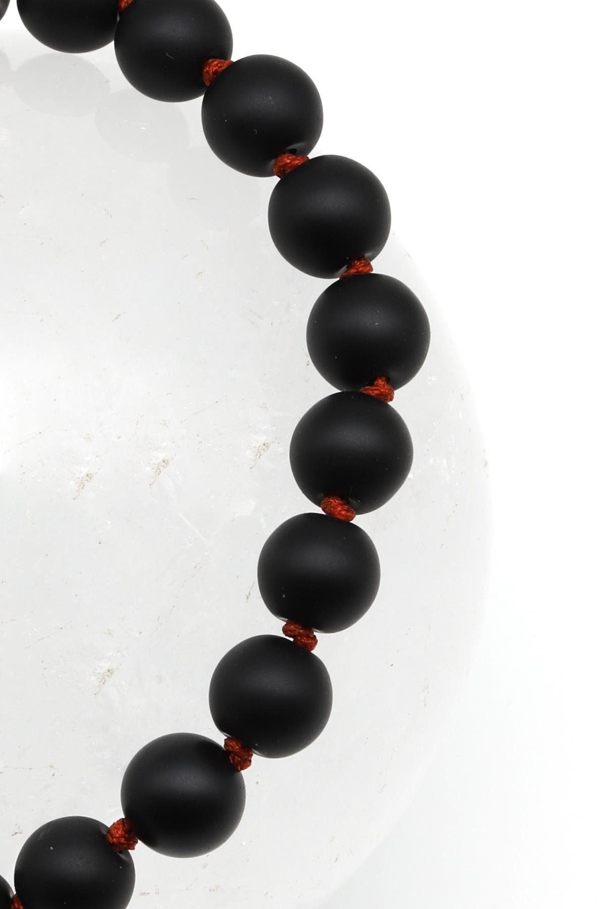 Mat Oniks Doğal Taş Makrome Örme Bileklik