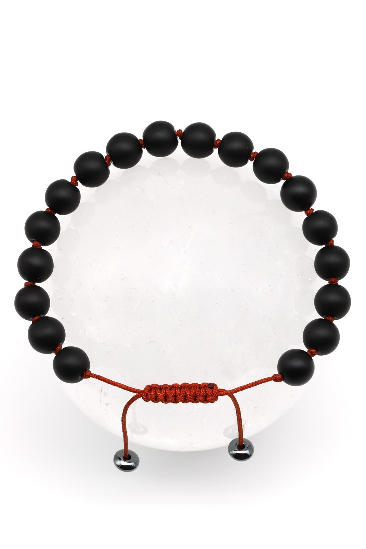 Mat Oniks Doğal Taş Makrome Örme Bileklik