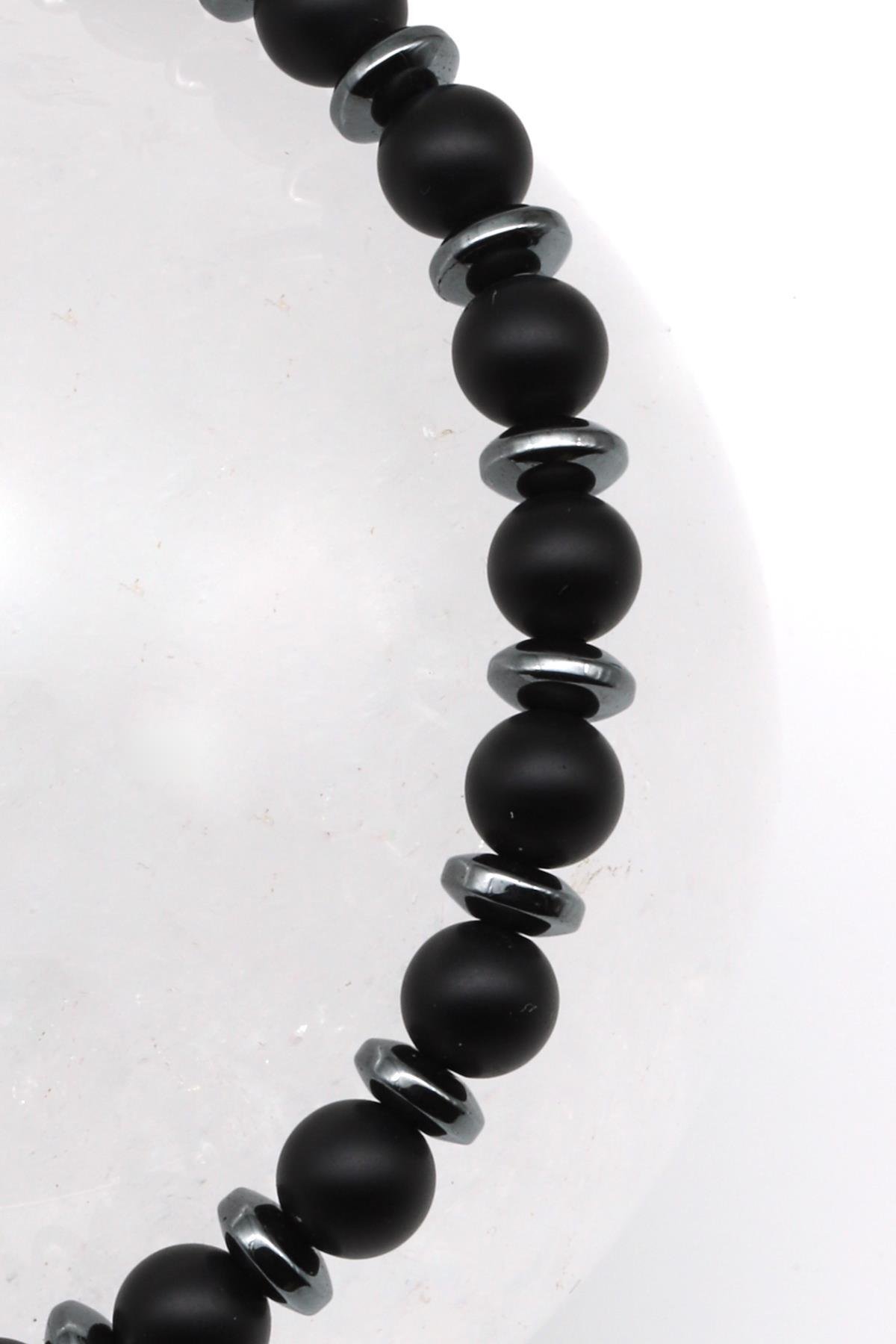 Mat Oniks Doğal Taş Makrome Örme Bileklik