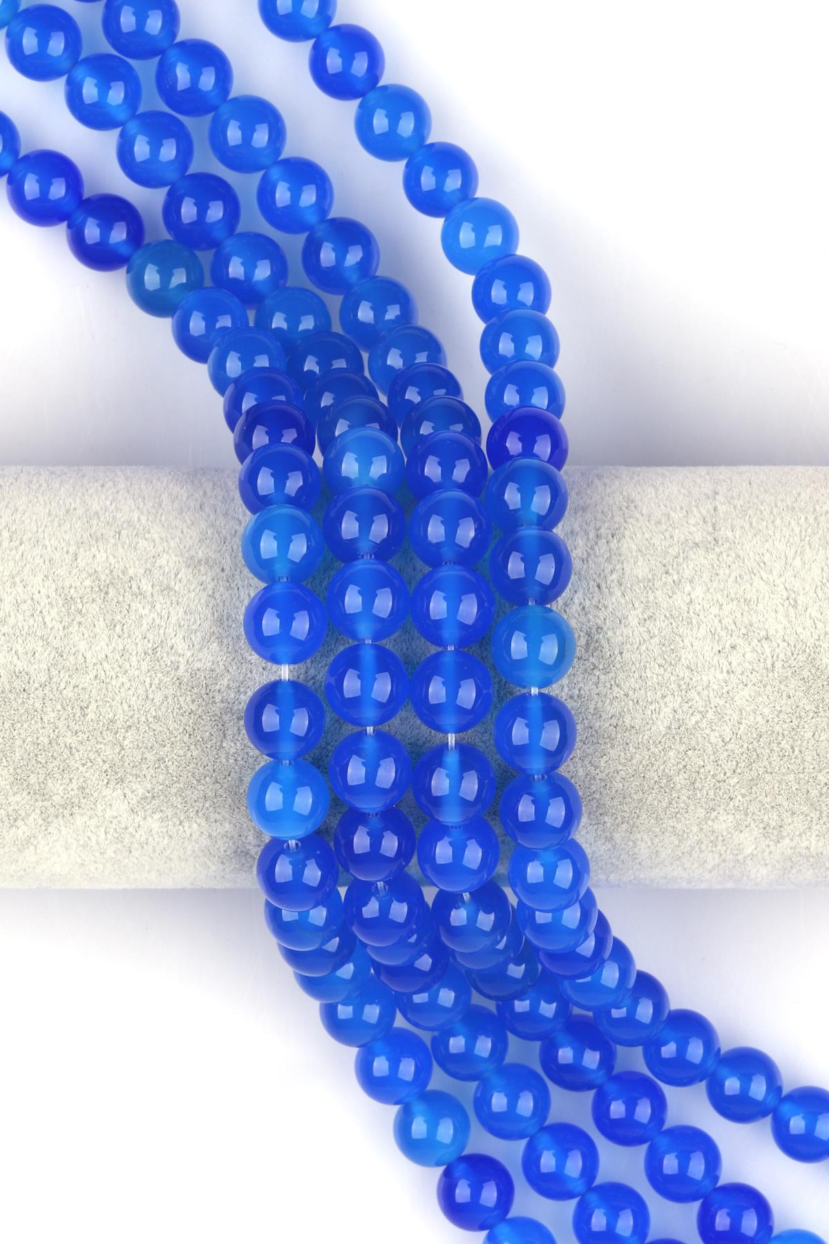 Mavi Akik ( A Kalite ) Doğal Taş Dizi 10 mm Küre Kesim