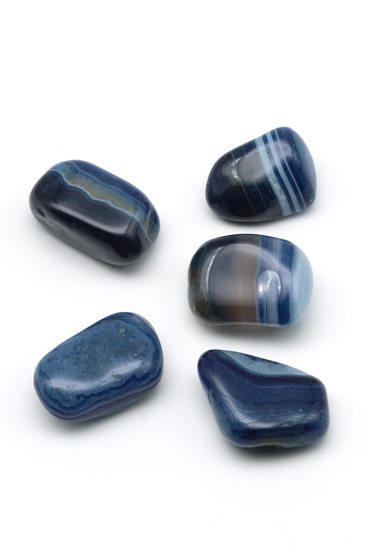 Mavi Akik Doğal Taş Tamburlanmış Parça - Tımbıl