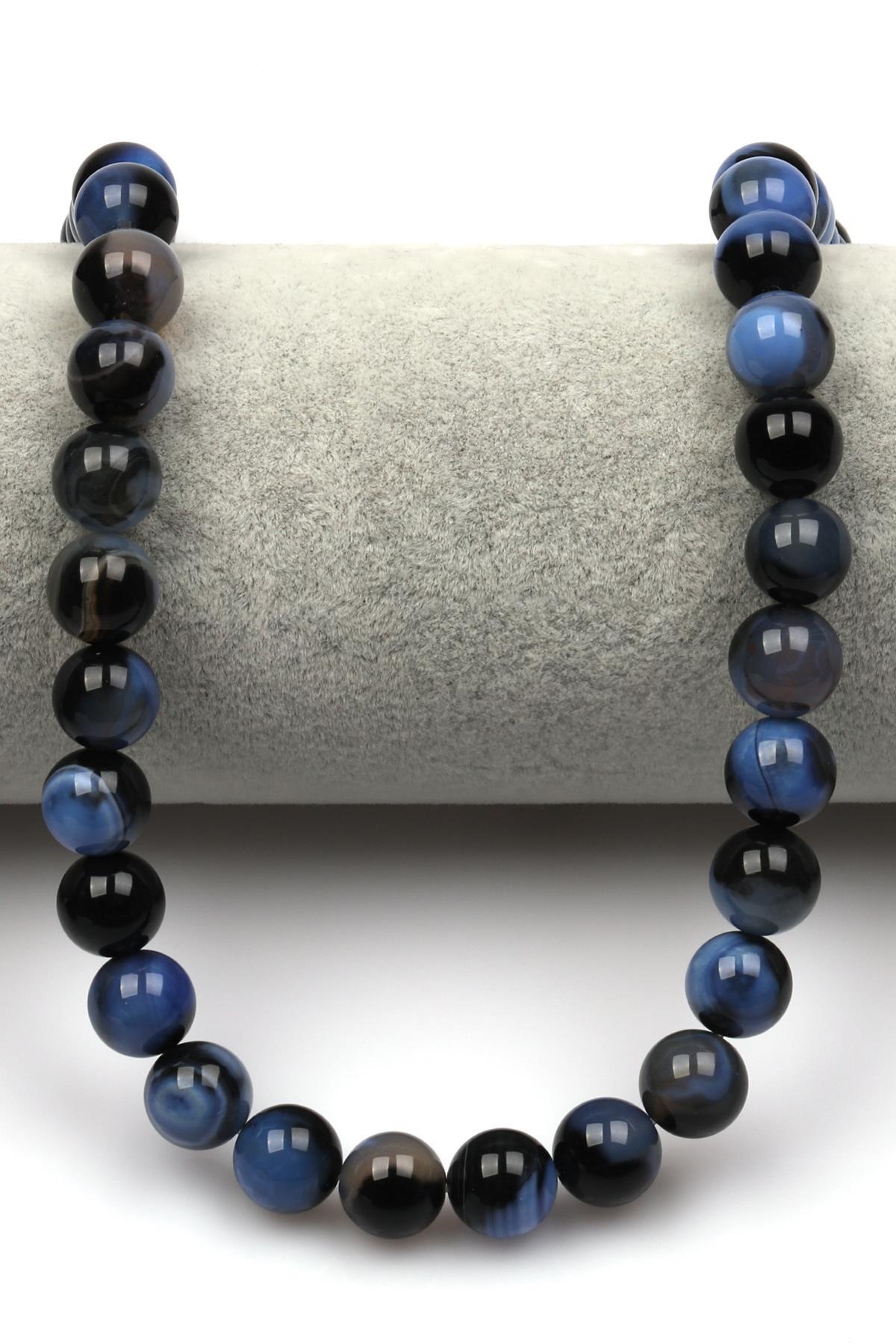 Mavi Akik Doğaltaş Dizi 10 mm Küre Kesim