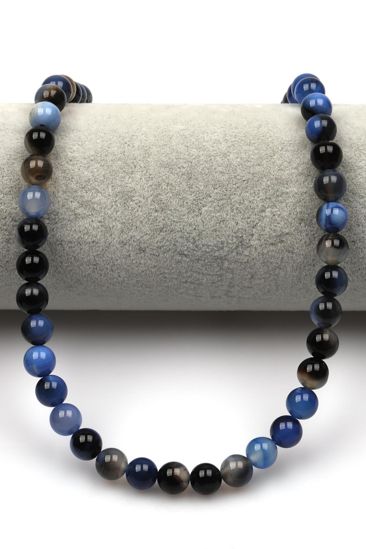 Mavi Akik Doğaltaş Dizi 8 mm Küre Kesim