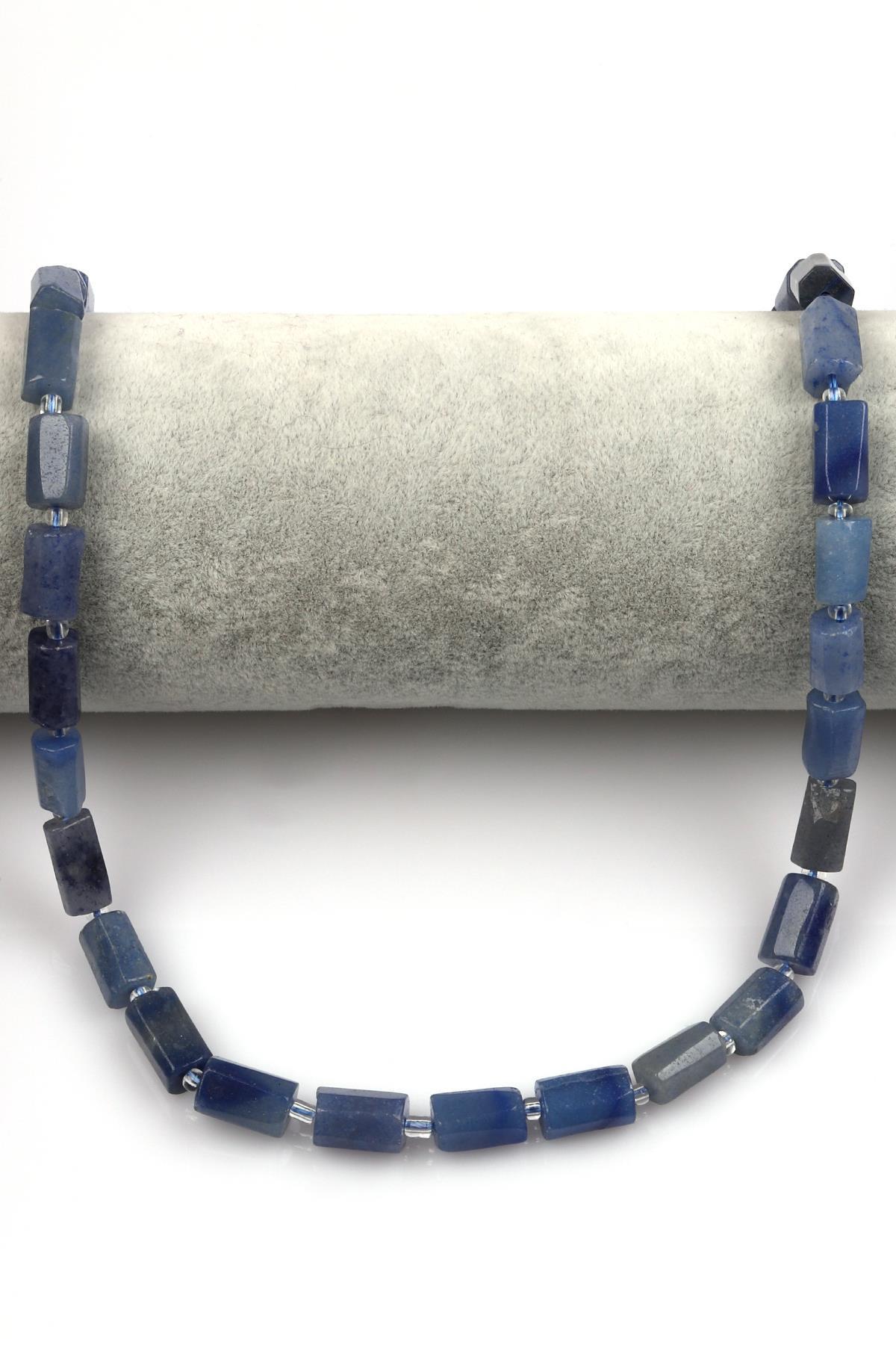 Mavi Aventurin Doğal Taş Dizi 7 x 12 mm Boru Kesim