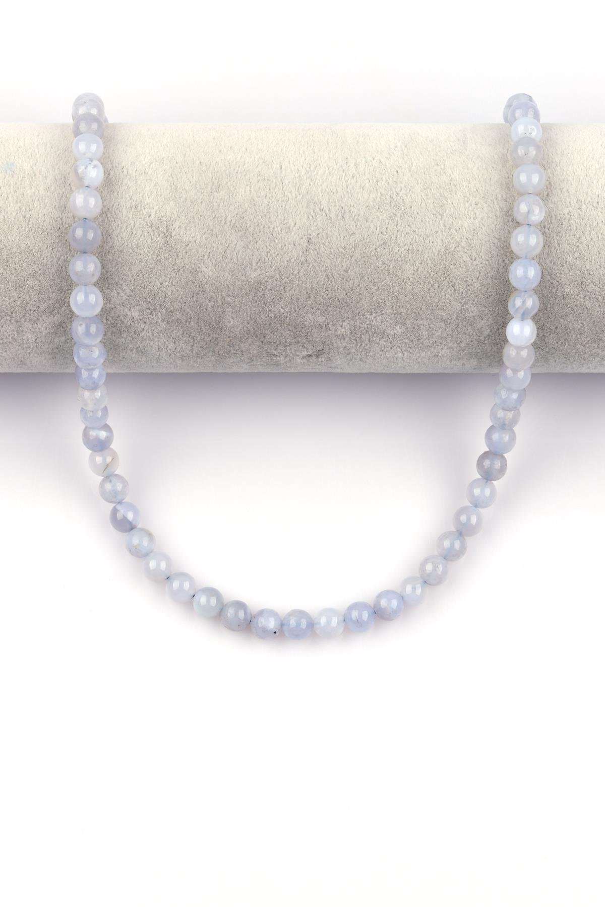 Mavi Kalsedon Doğal Taş Dizi 6 mm Küre Kesim