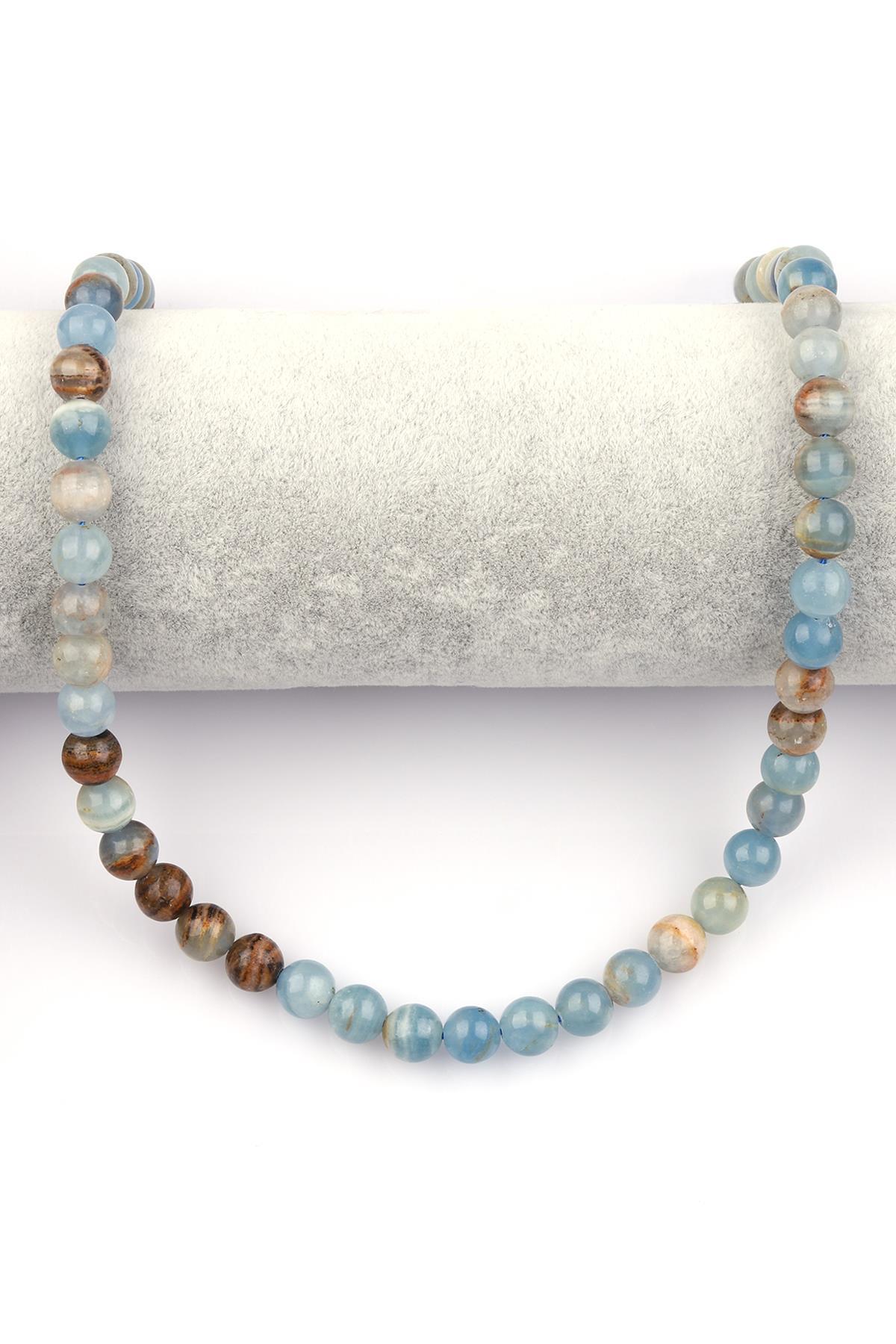 Mavi Kalsit Doğal Taş Dizi 8 mm Küre Kesim