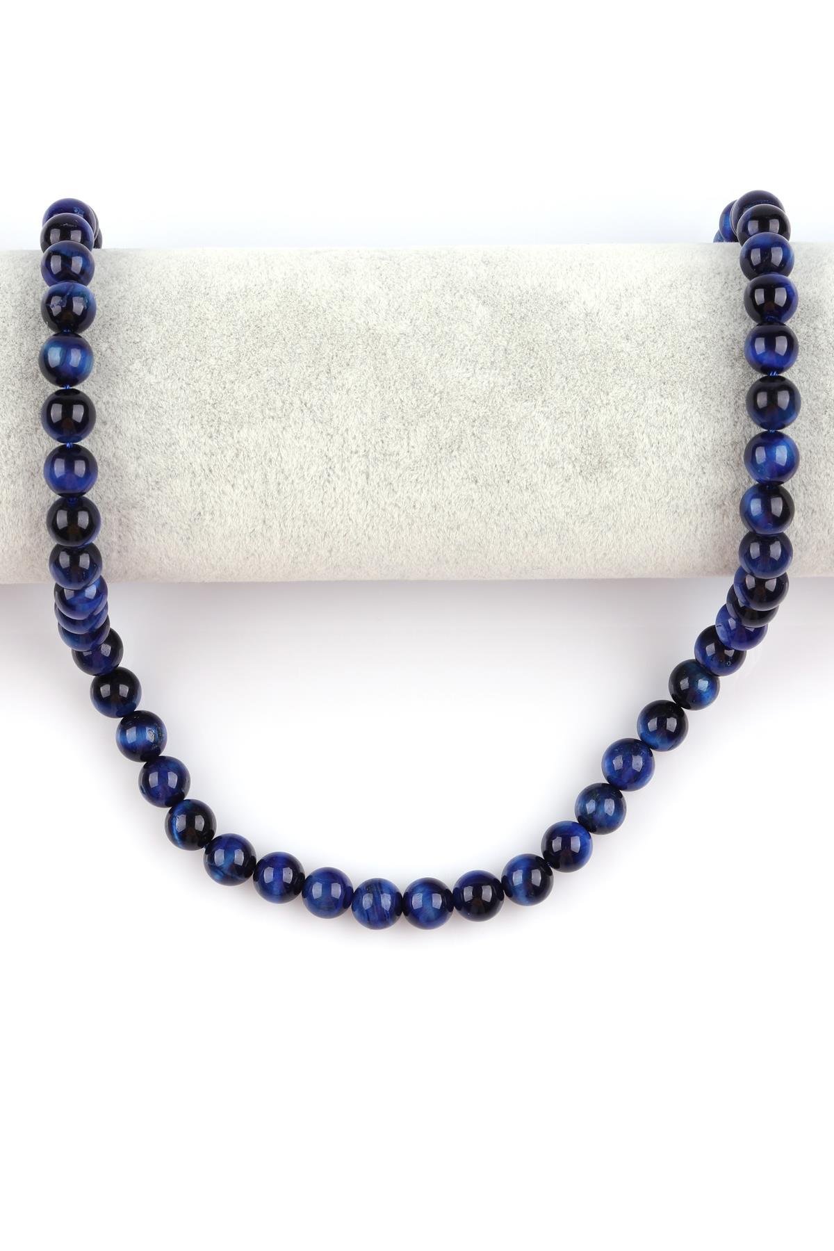 Mavi Kaplan Gözü Doğal Taş Dizi 8 mm Küre Kesim