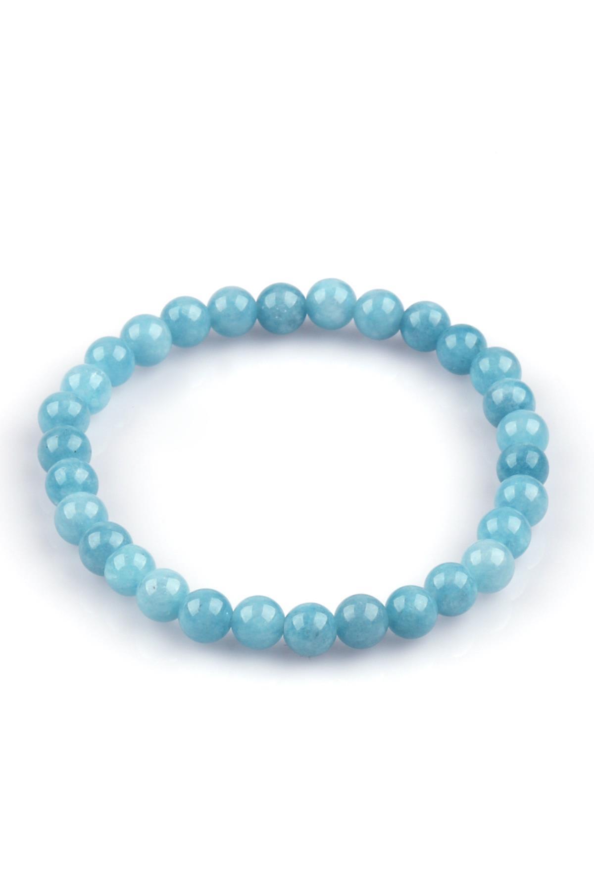 Mavi Kuvars Doğal Taş Bileklik 6mm Küre Kesim