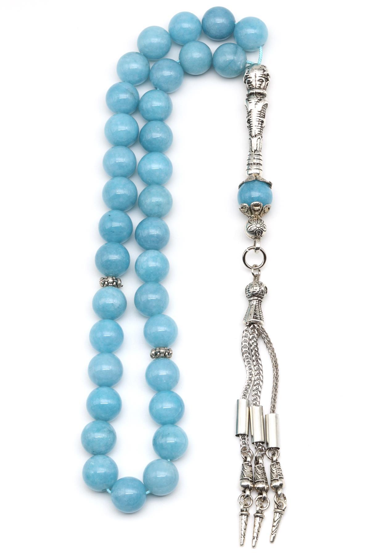 Mavi Kuvars Doğal Taş Tesbih 10 mm Küre Kesim