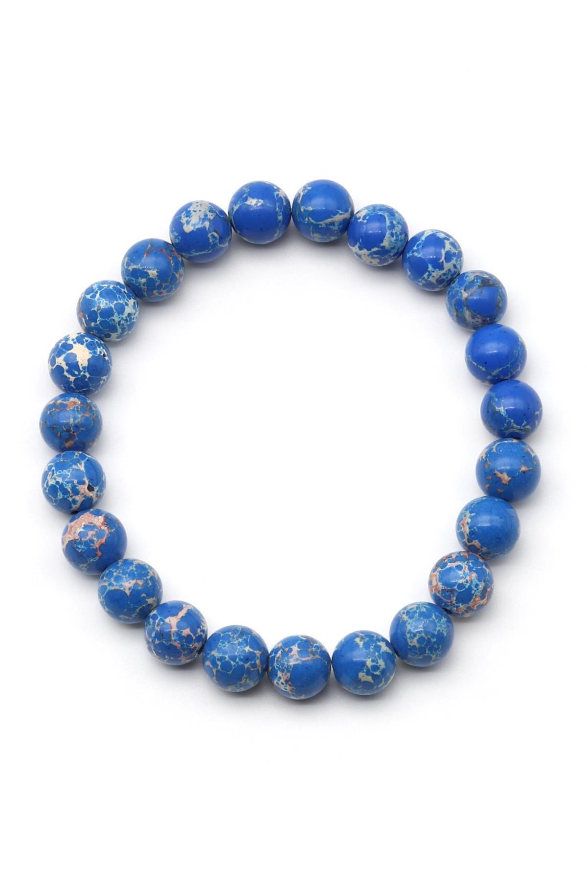 Mavi Varisit Doğal Taş Bileklik 8 mm Küre Kesim