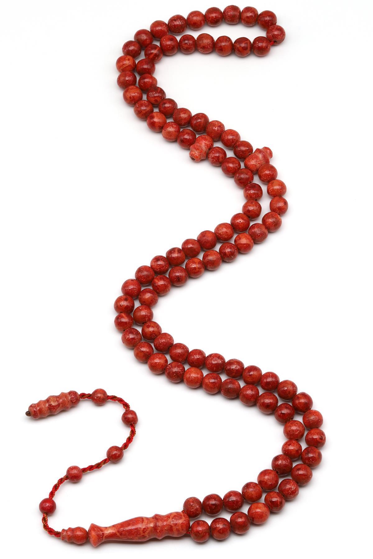 Mercan Doğalt Taş 99'lu Tesbih 7 mm Küre Kesim