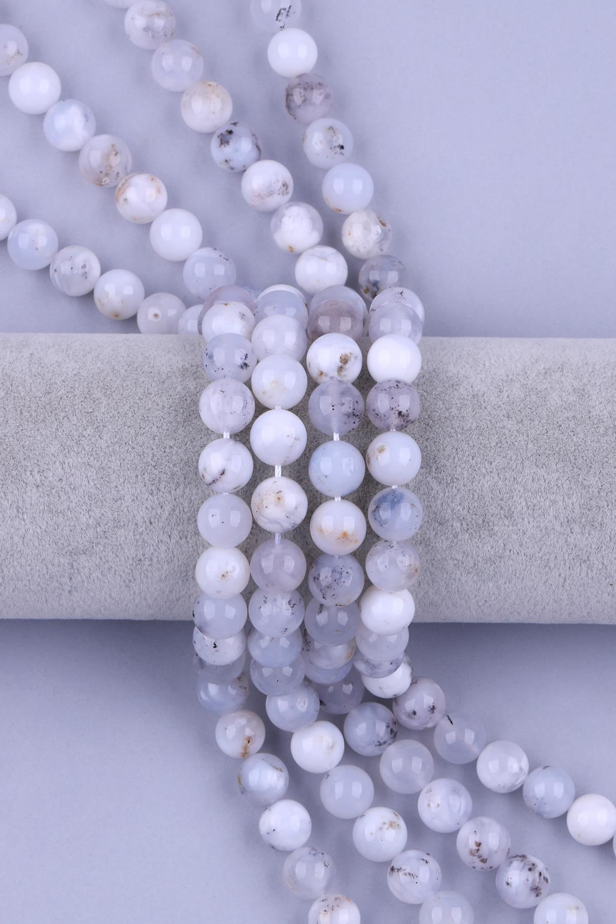 Merlinite ( Dendiritli Agate ) Doğal Taş Dizi 10 mm Küre Kesim