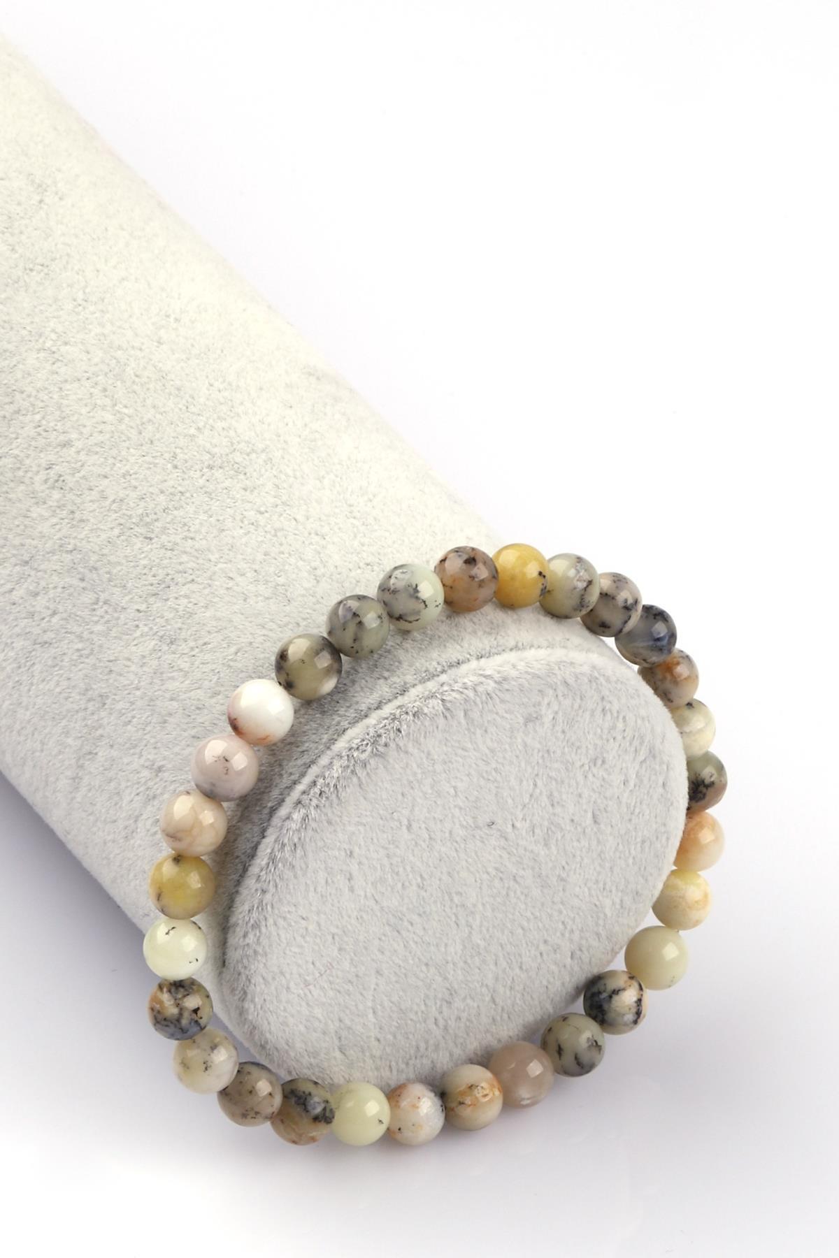 Merlinite Opal Doğal Taş Bileklik 6mm Küre Kesim