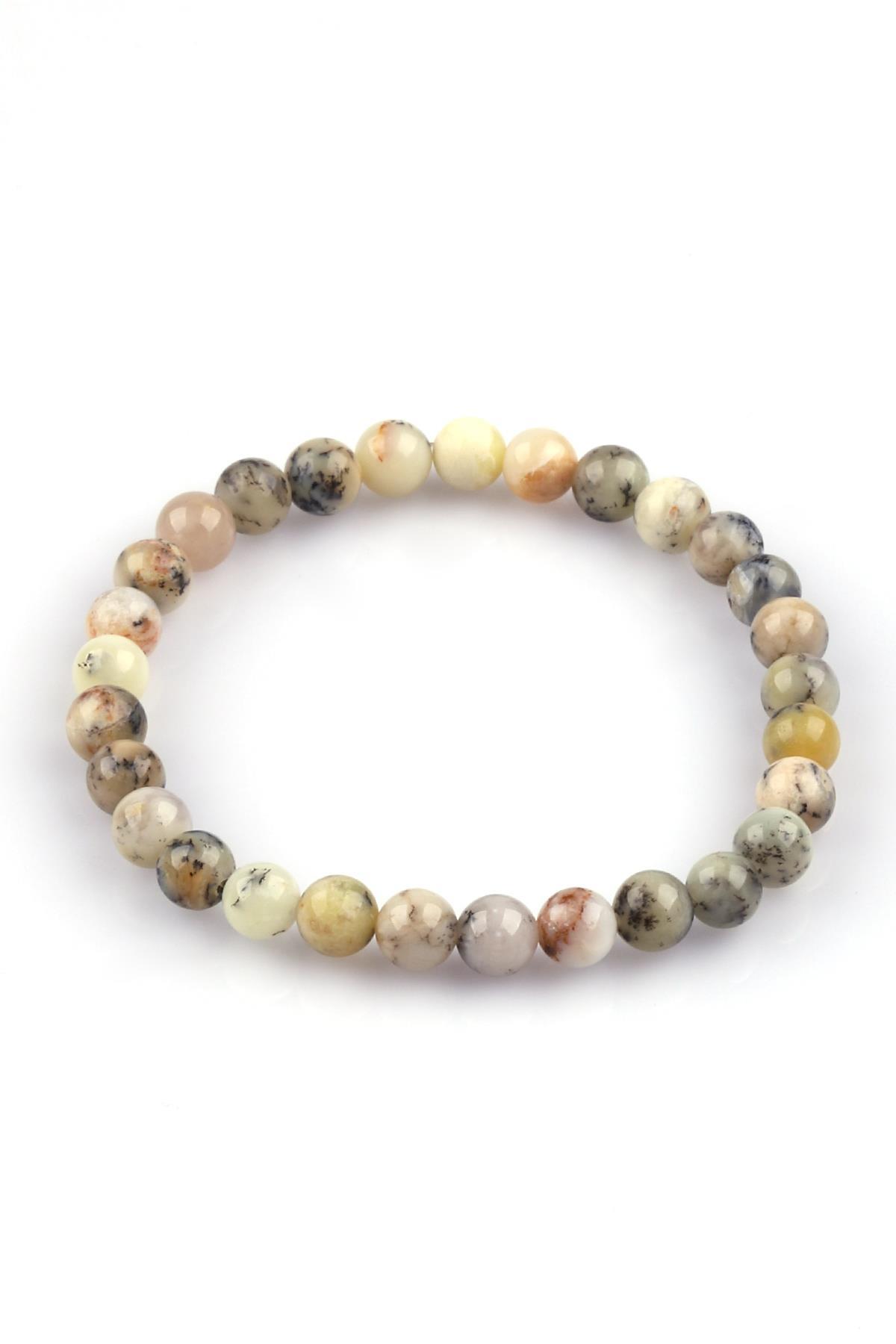 Merlinite Opal Doğal Taş Bileklik 6mm Küre Kesim