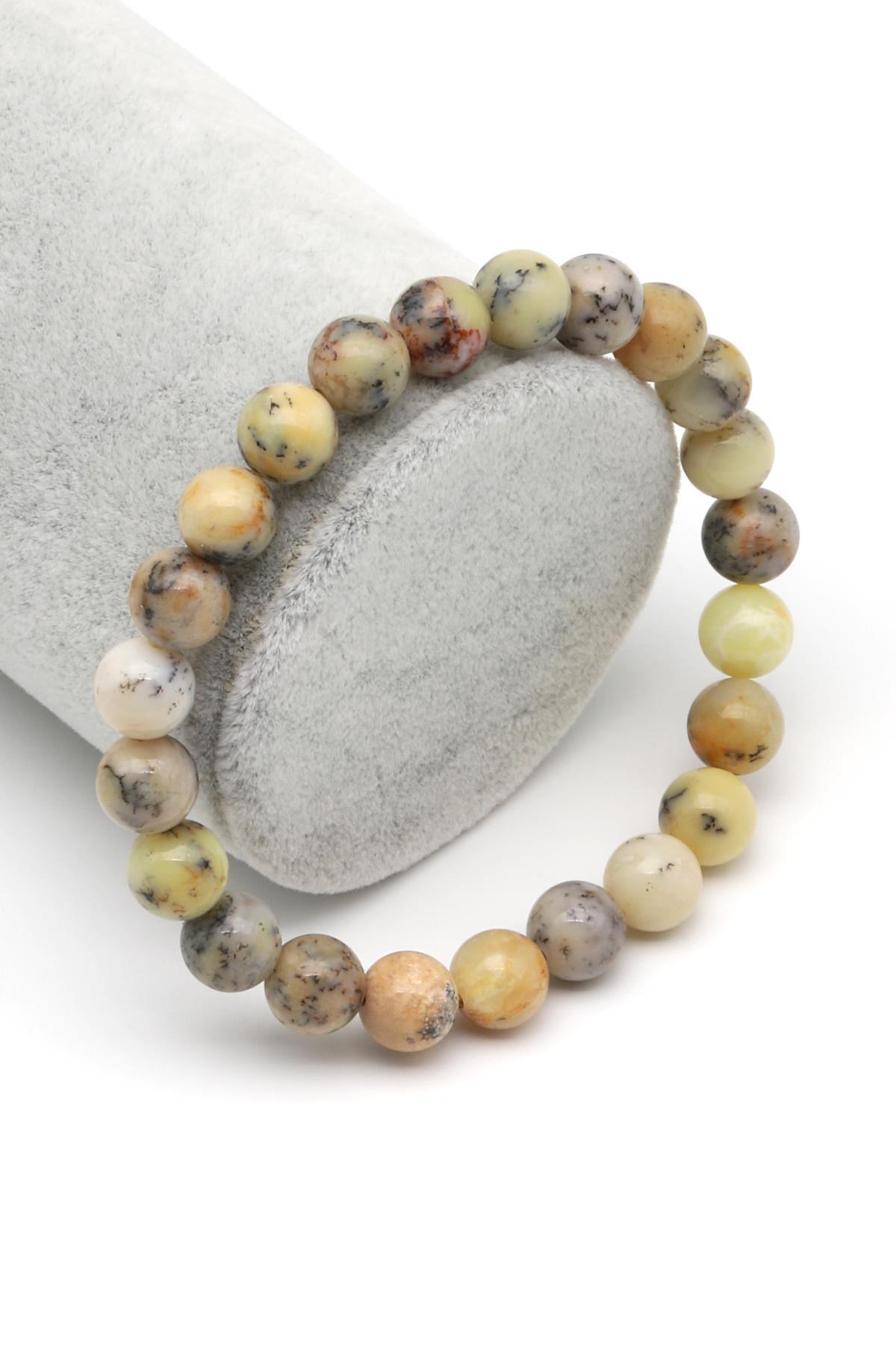 Merlinite Opal Doğal Taş Bileklik 8 mm Küre Kesim