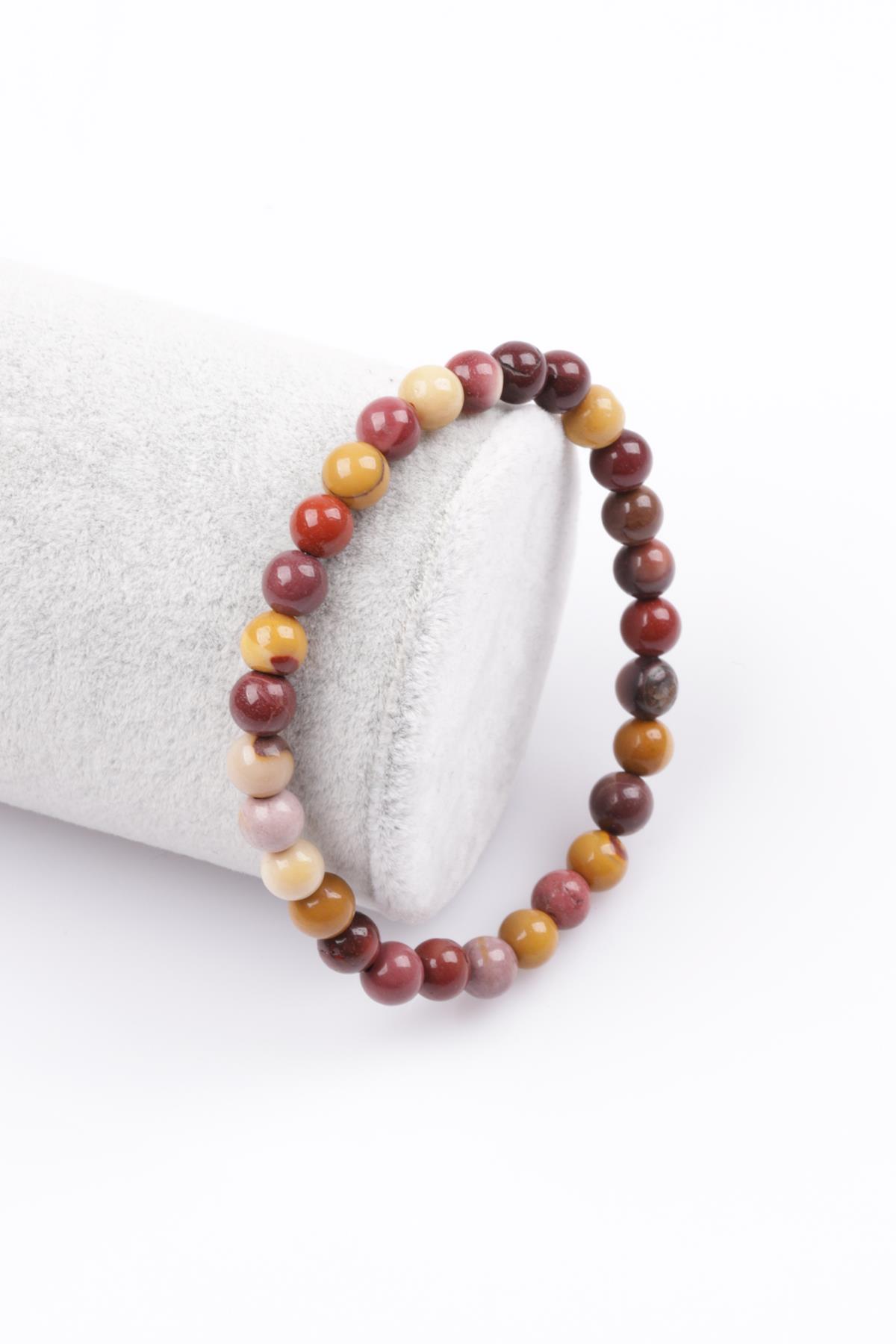 Mookaite Jasper Doğal Taş Bileklik 6 mm Küre Kesim