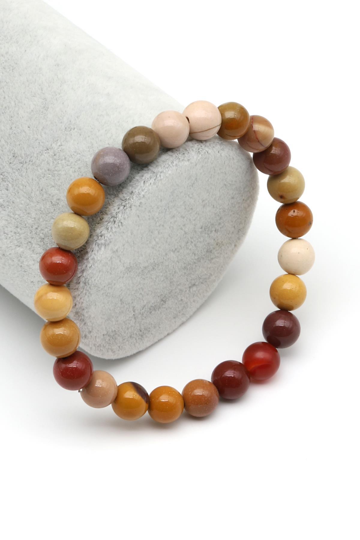 Mookaite Jasper Doğal Taş Bileklik 8 mm Küre Kesim