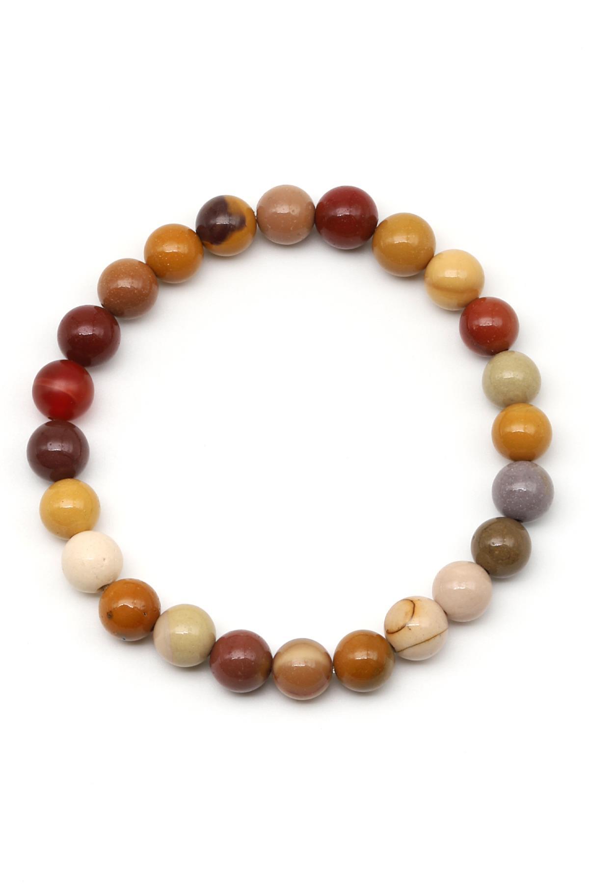 Mookaite Jasper Doğal Taş Bileklik 8 mm Küre Kesim