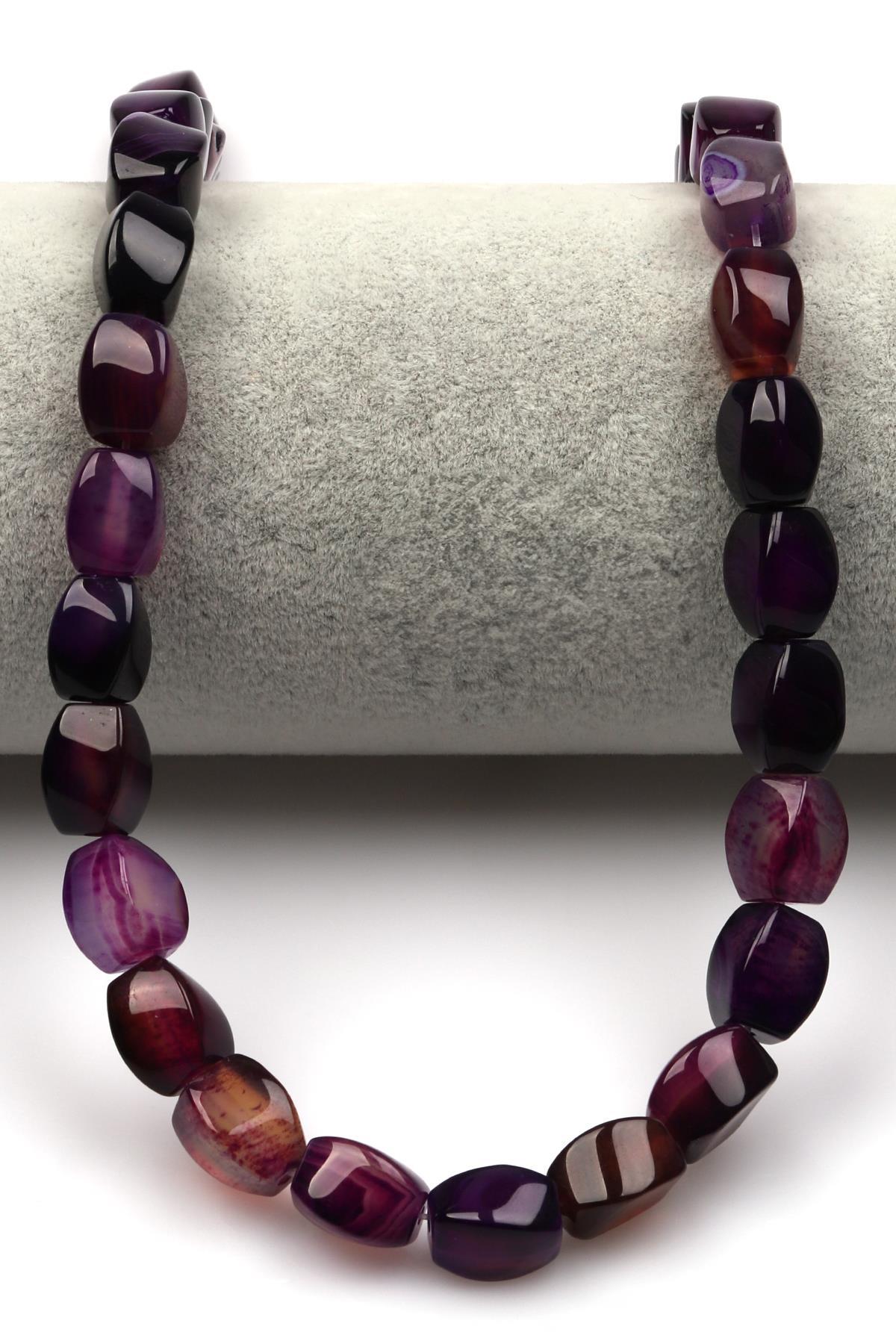 Mor Akik Doğaltaş Dizi 8 x 11 mm Burgu Kesim