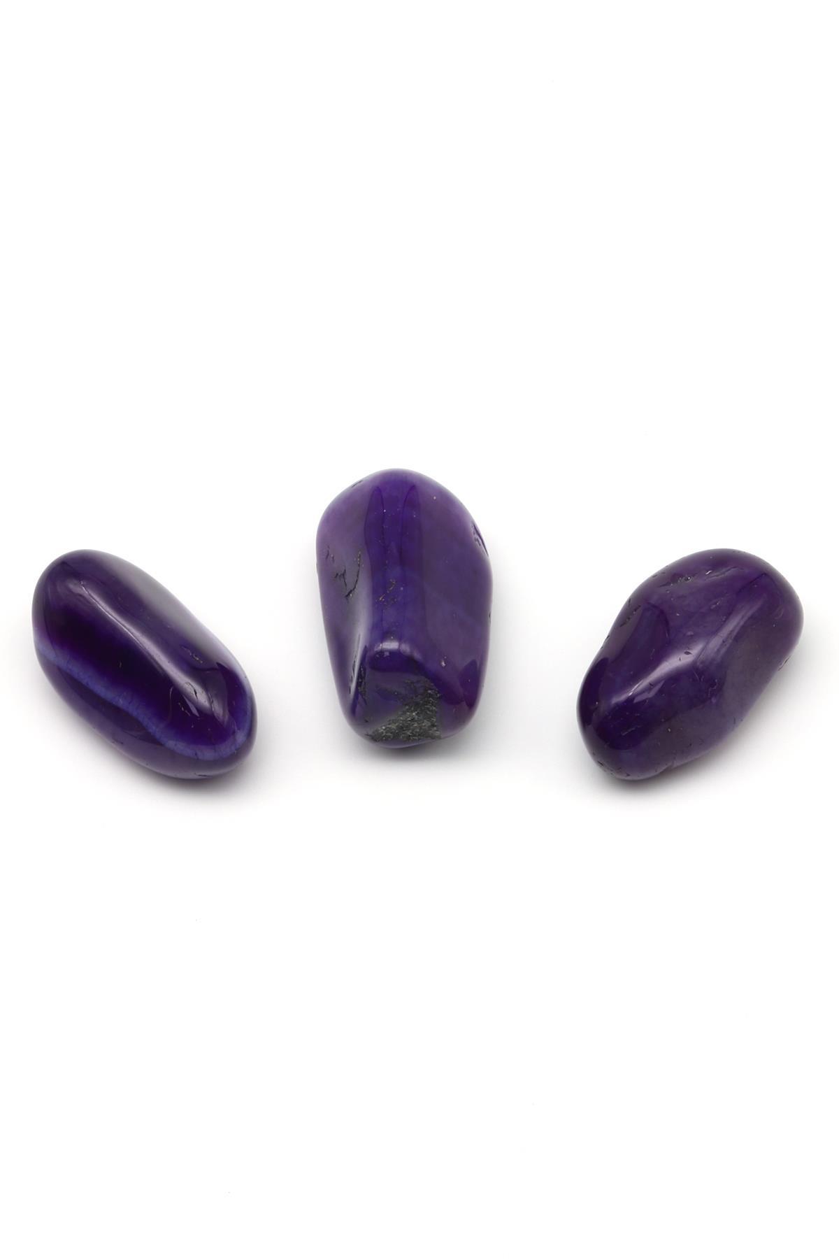 Mor Renkli Akik Doğal Taş Tamburlanmış Parça - Tımbıl