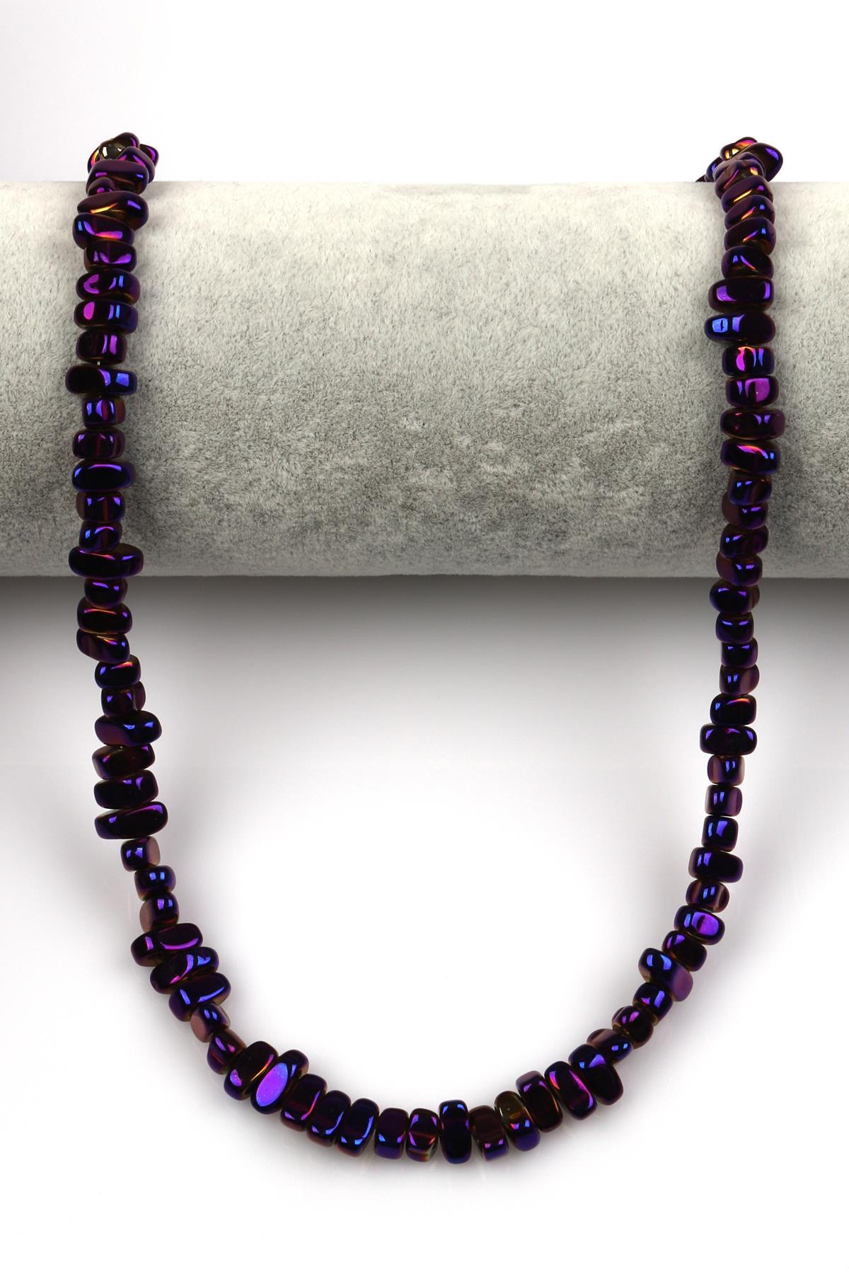 Mor Renkli Hematit Dizi 4 x 8 mm Kırık Model Kesim