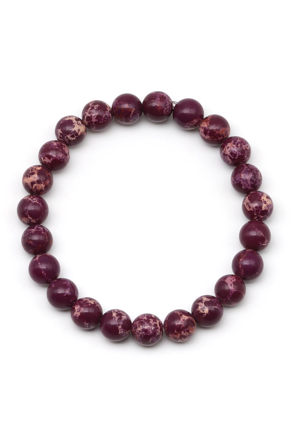 Mor Varisit Doğal Taş Bileklik 8 mm Küre Kesim