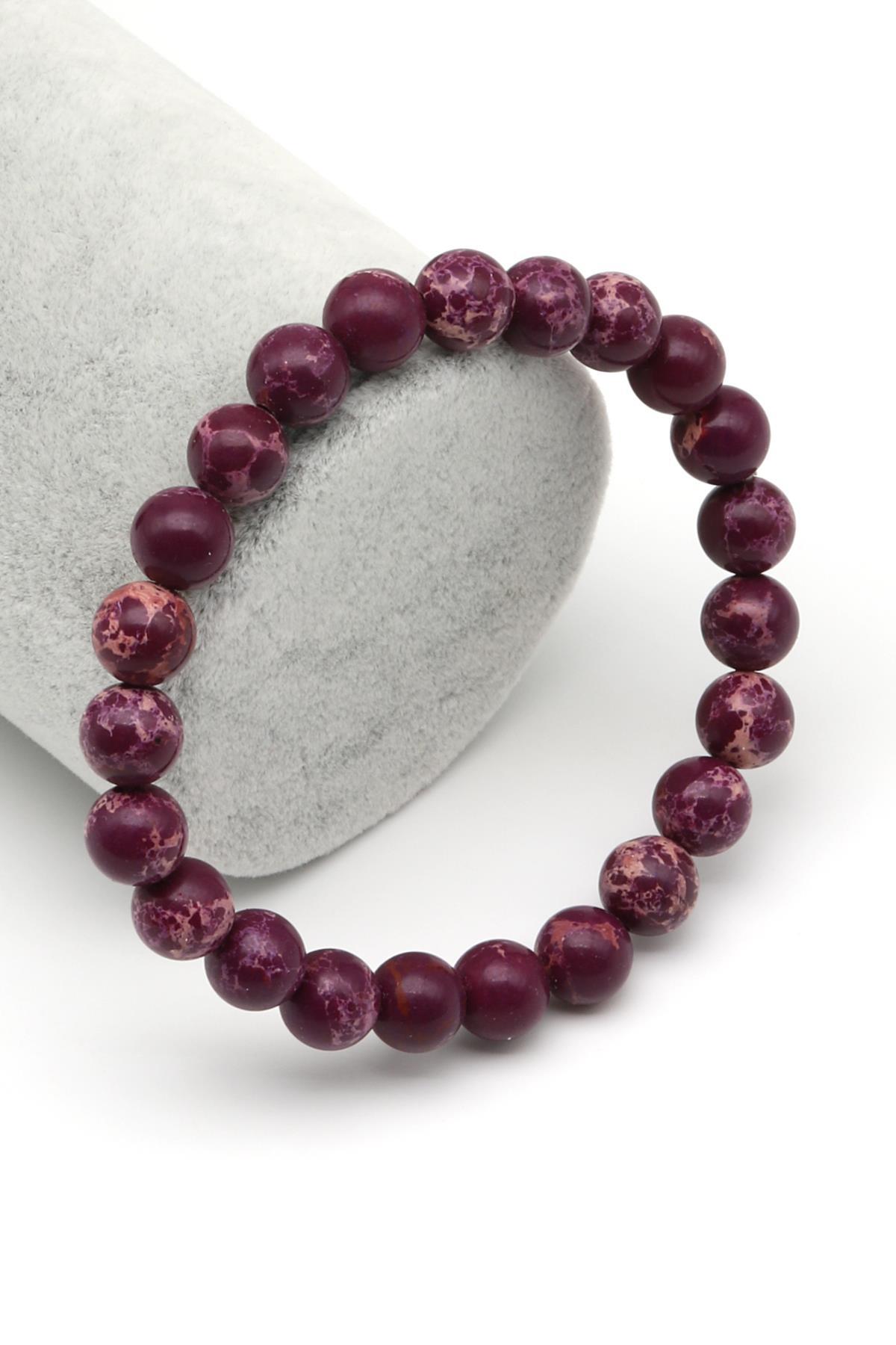 Mor Varisit Doğal Taş Bileklik 8 mm Küre Kesim