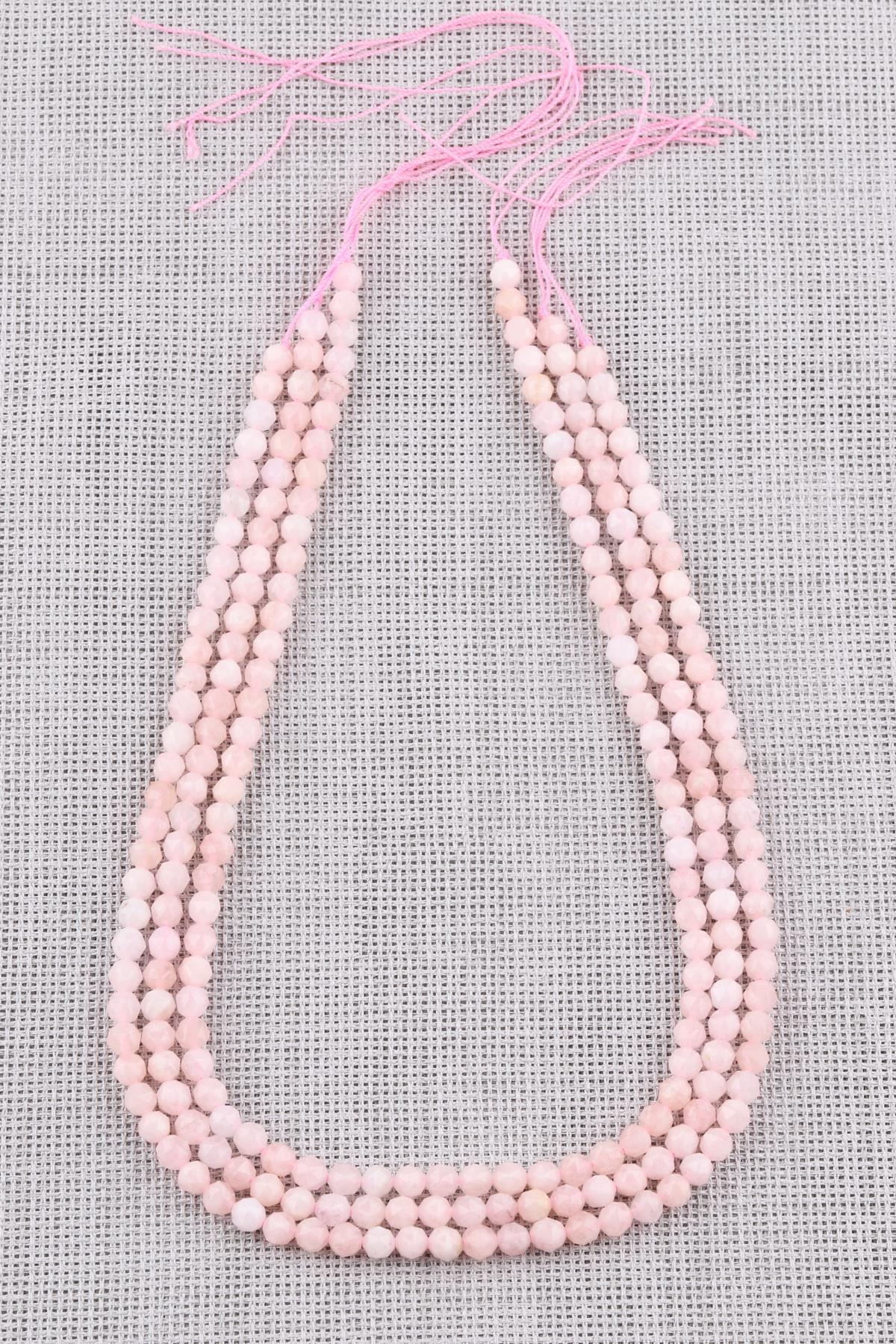 Morganit Doğal Taş Dizi 5 mm Fasetli Küre Kesim