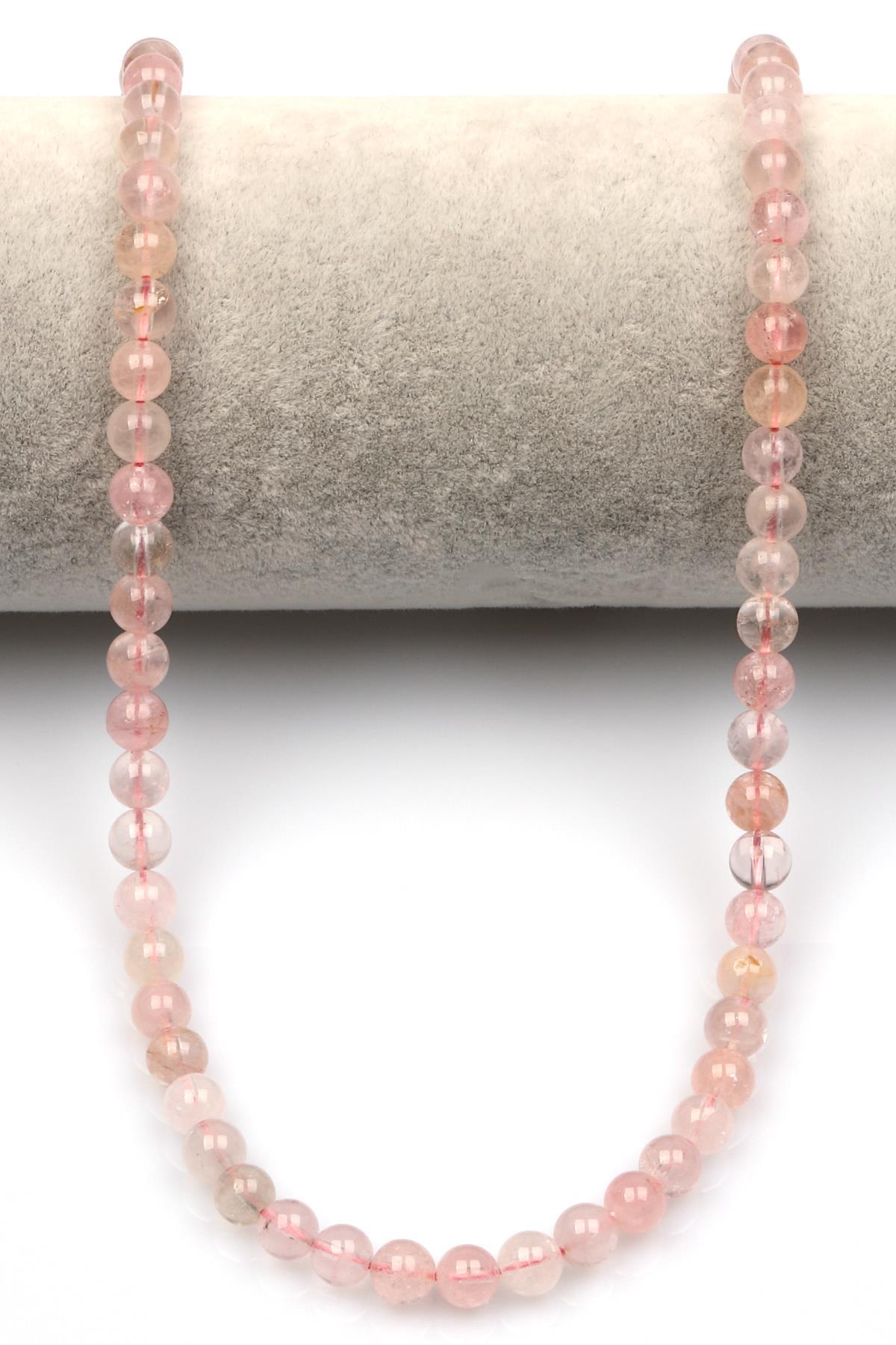 Morganit Doğal Taş Dizi 6 mm Küre Kesim