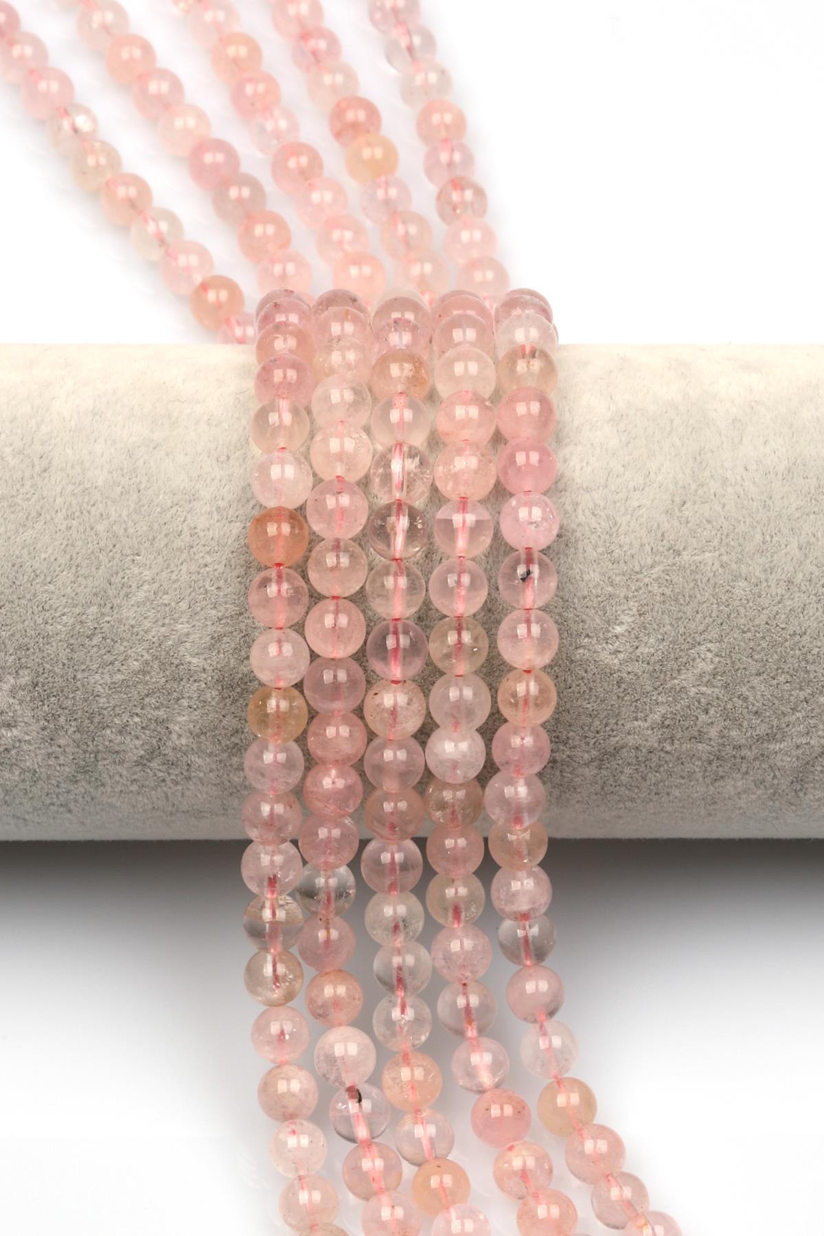 Morganit Doğal Taş Dizi 6 mm Küre Kesim