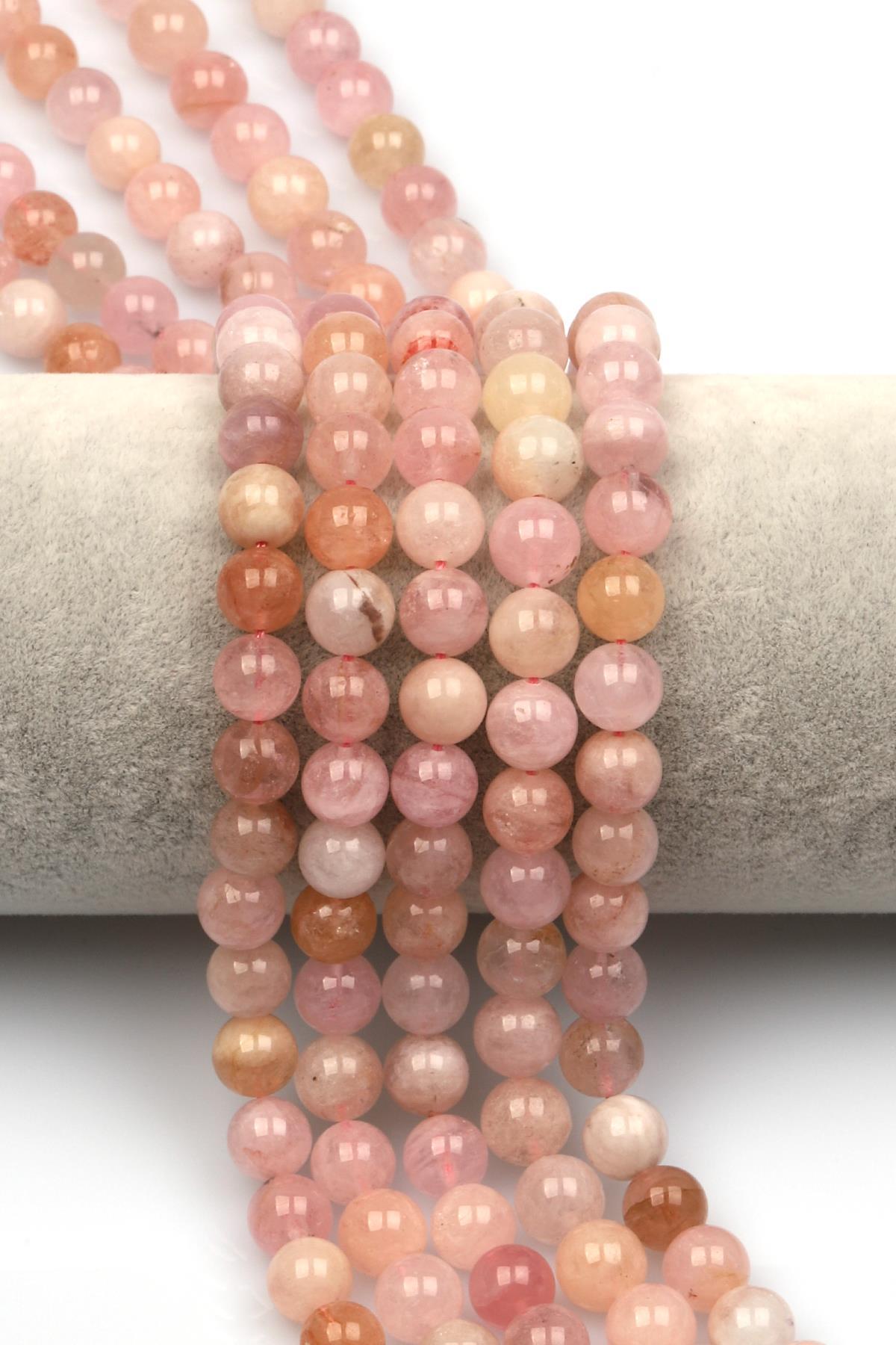 Morganit Doğal Taş Dizi 8 mm Küre Kesim