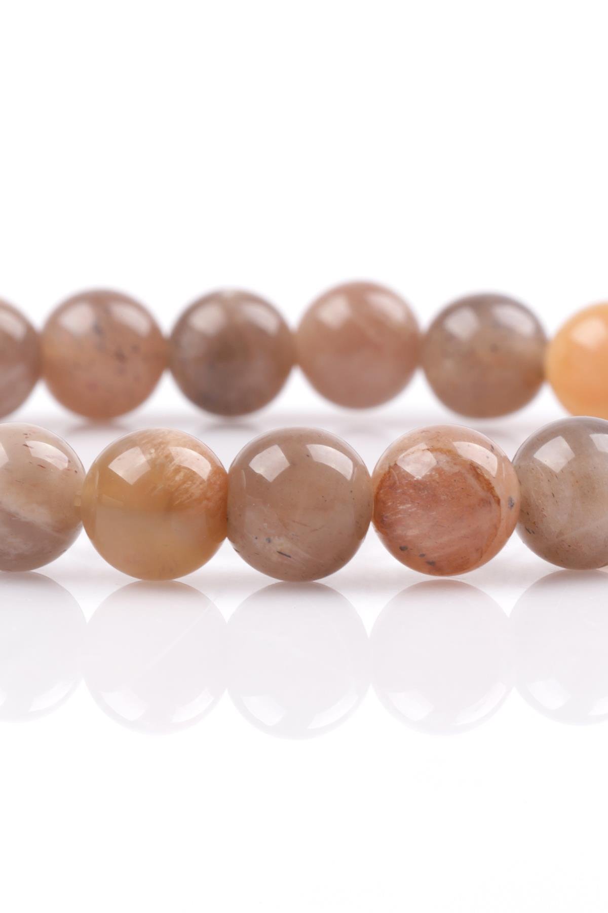 Multi Ay Taşı Doğal Taş Bileklik 8 mm Küre Kesim