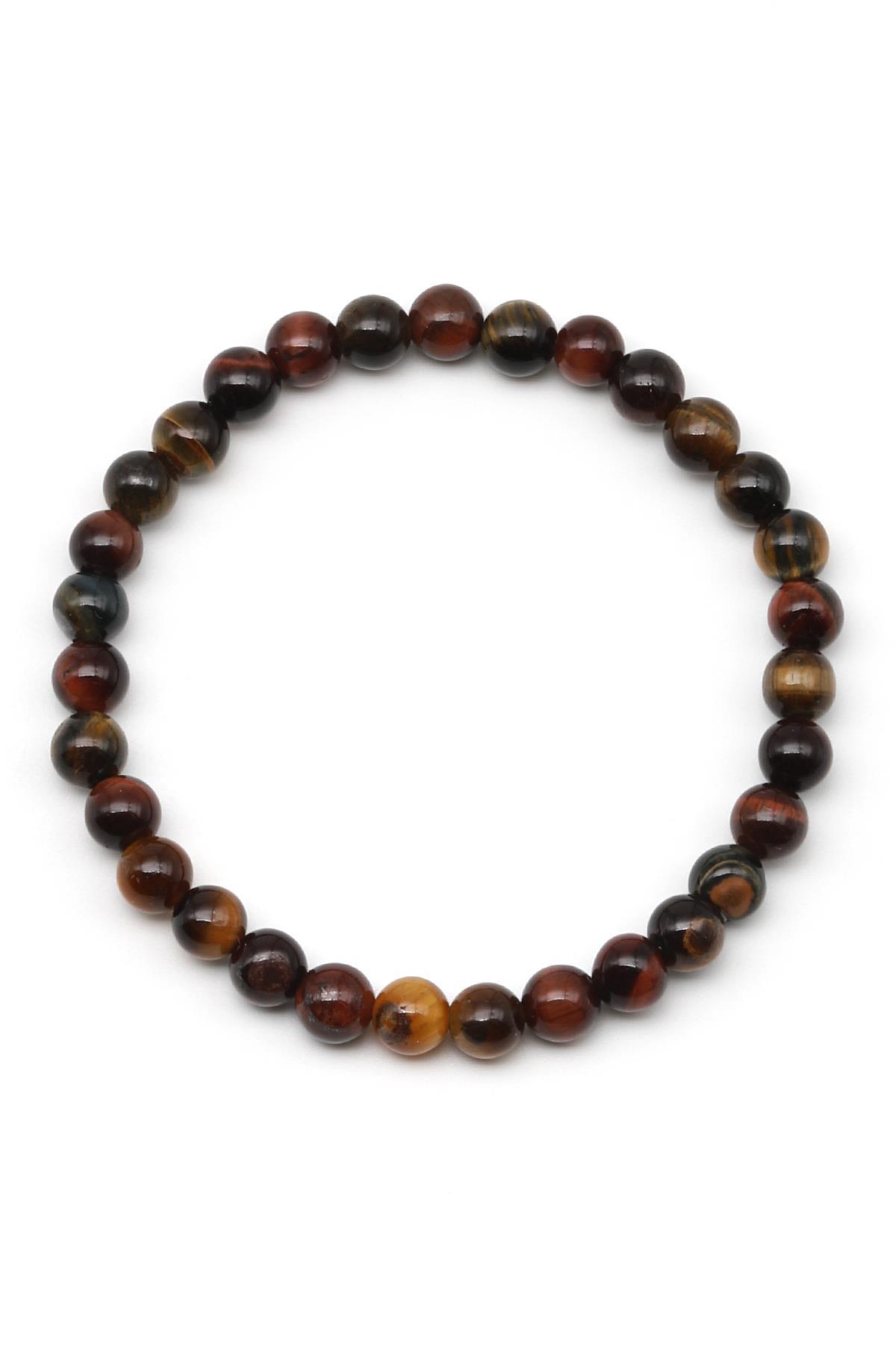 Multi Kaplan Gözü Doğal Taş Bileklik 6 mm Küre Kesim