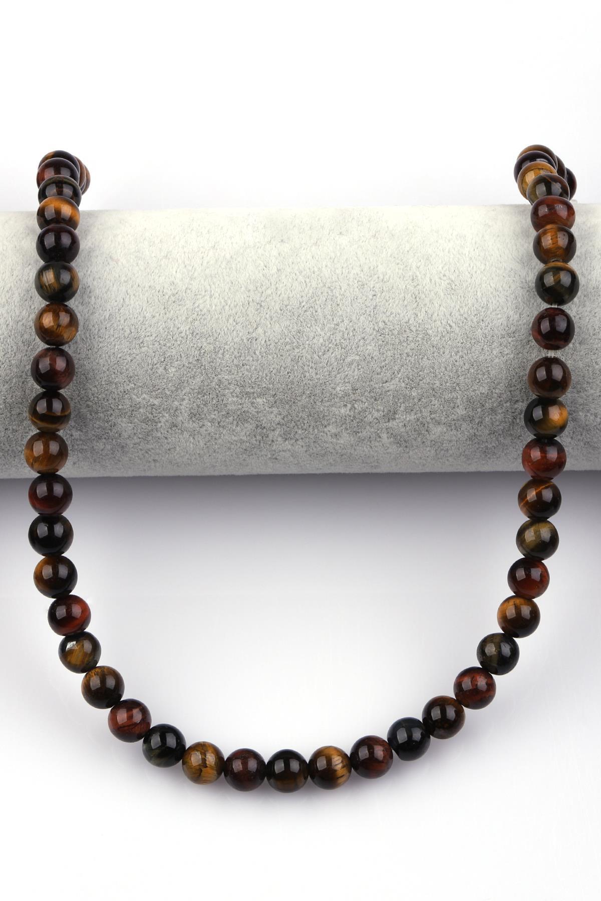 Multi Kaplan Gözü Doğal Taş Dizi 8 mm Küre Kesim