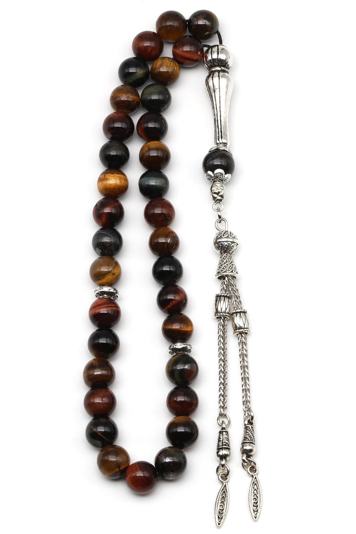 Multi Kaplan Gözü Doğal Taş Tesbih 8 mm Küre Kesim