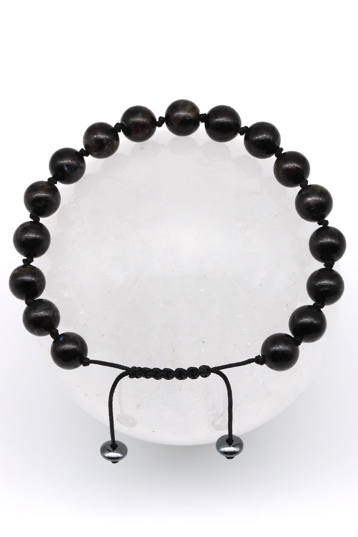 Nuummite Doğal Taş Makrome Örme Bileklik