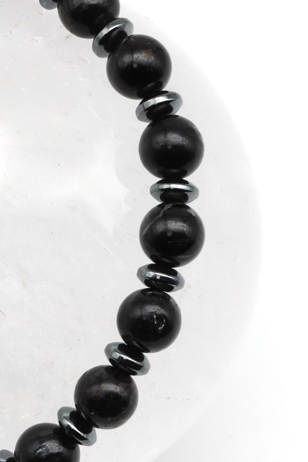 Nuummite - Hematit Doğal Taş Makrome Örme Bileklik