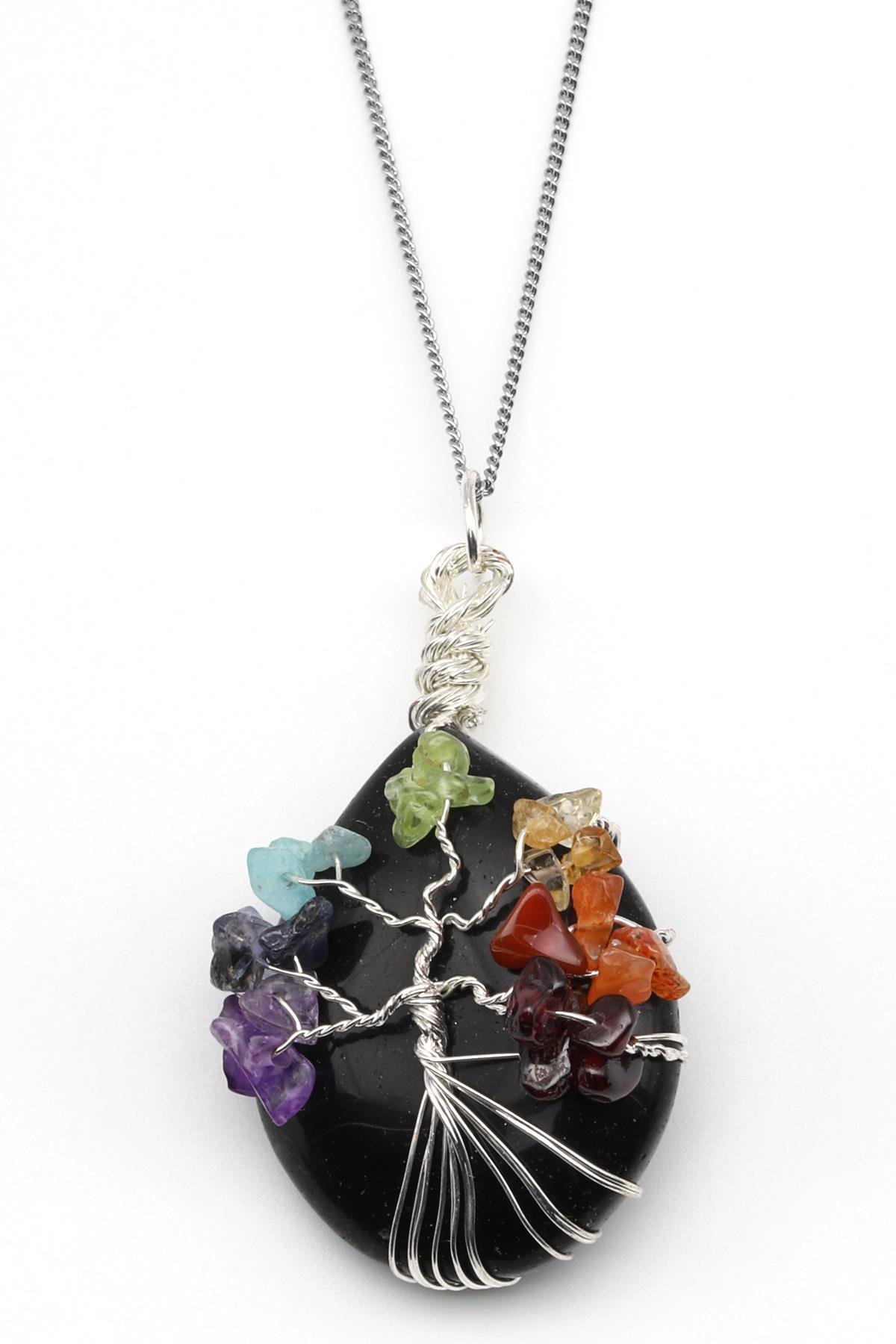 Obsidyen - Çakra Doğal Taş Damla Model Kolye